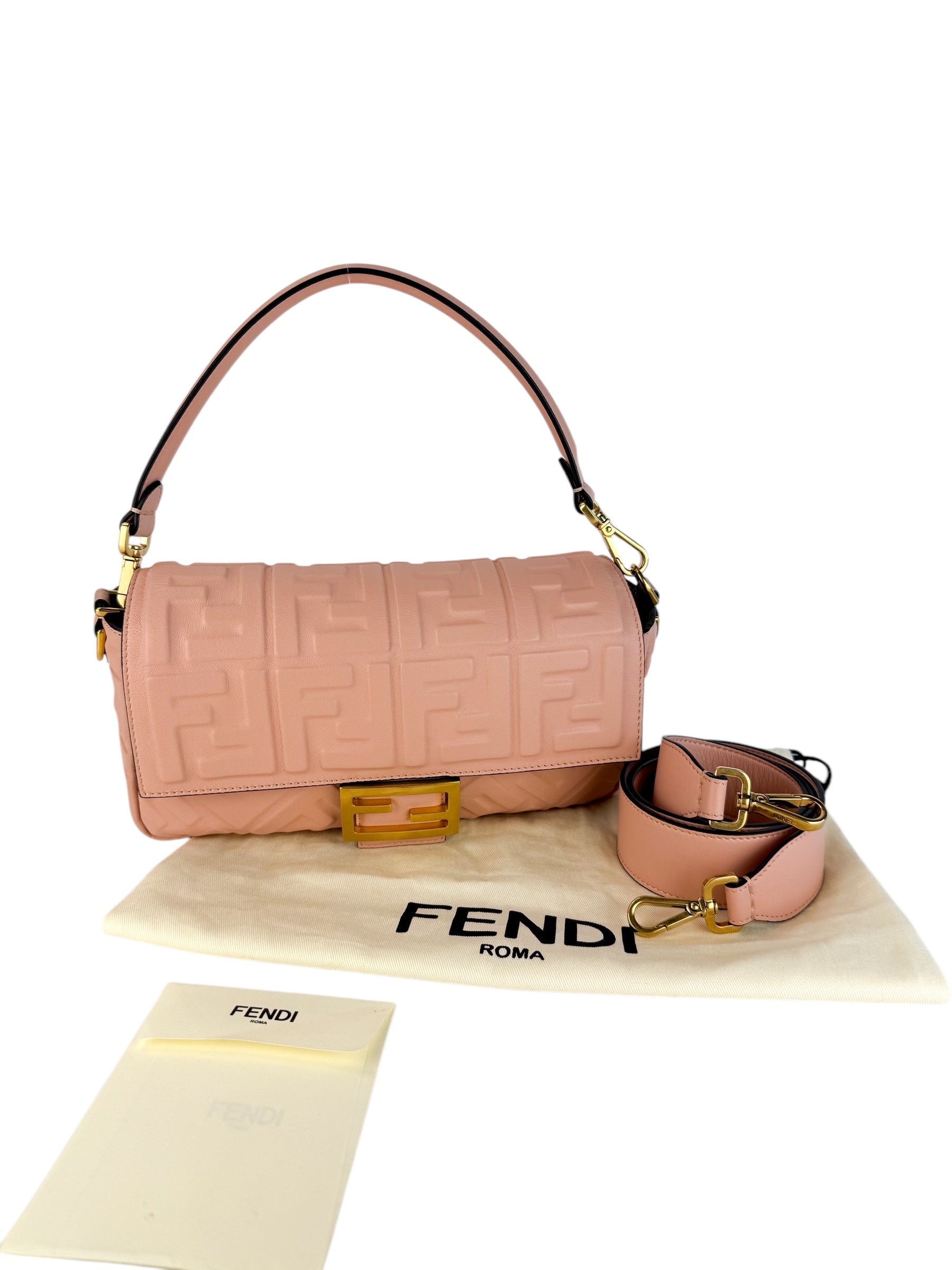 Fendi Nappa Leather Baguette Rosa Quarzo