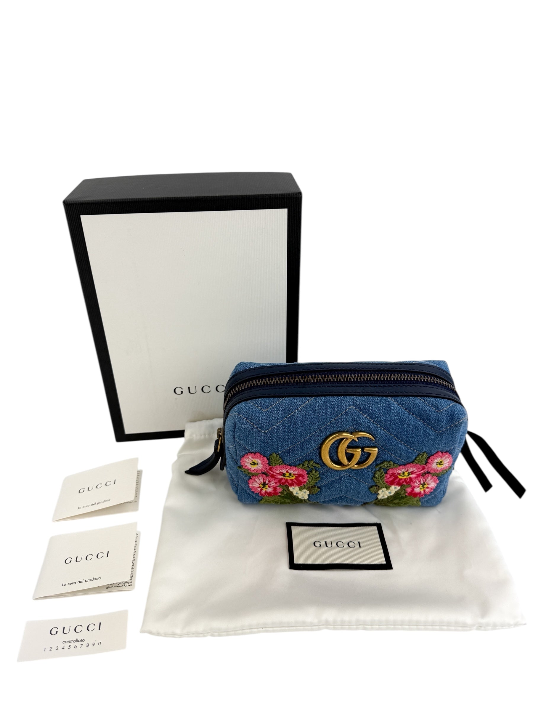 Gucci Denim Matelasse Flower Japan Limited GG Pouch