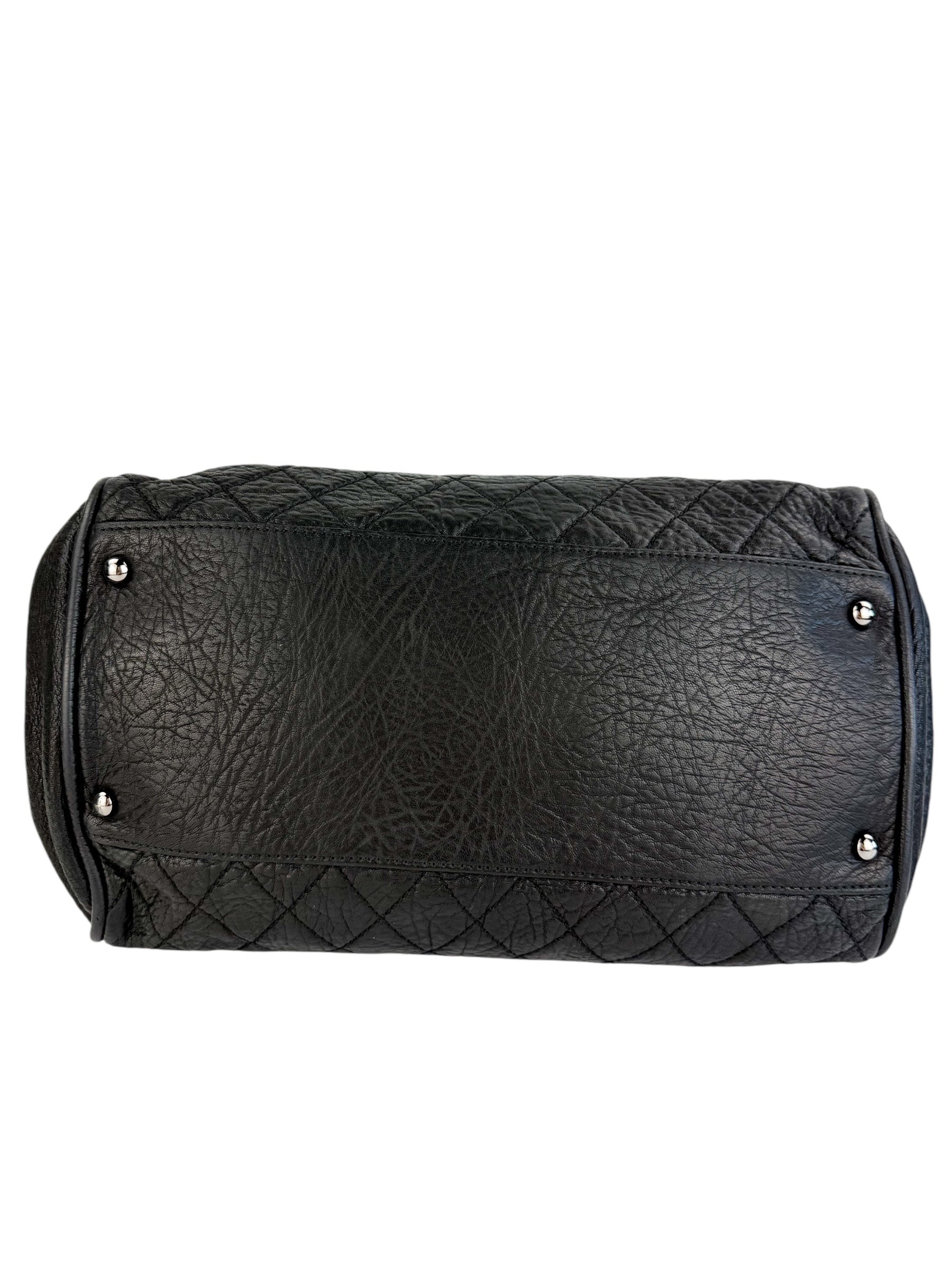 Chanel Black Distressed Leather Lady Braid Bowler Bag