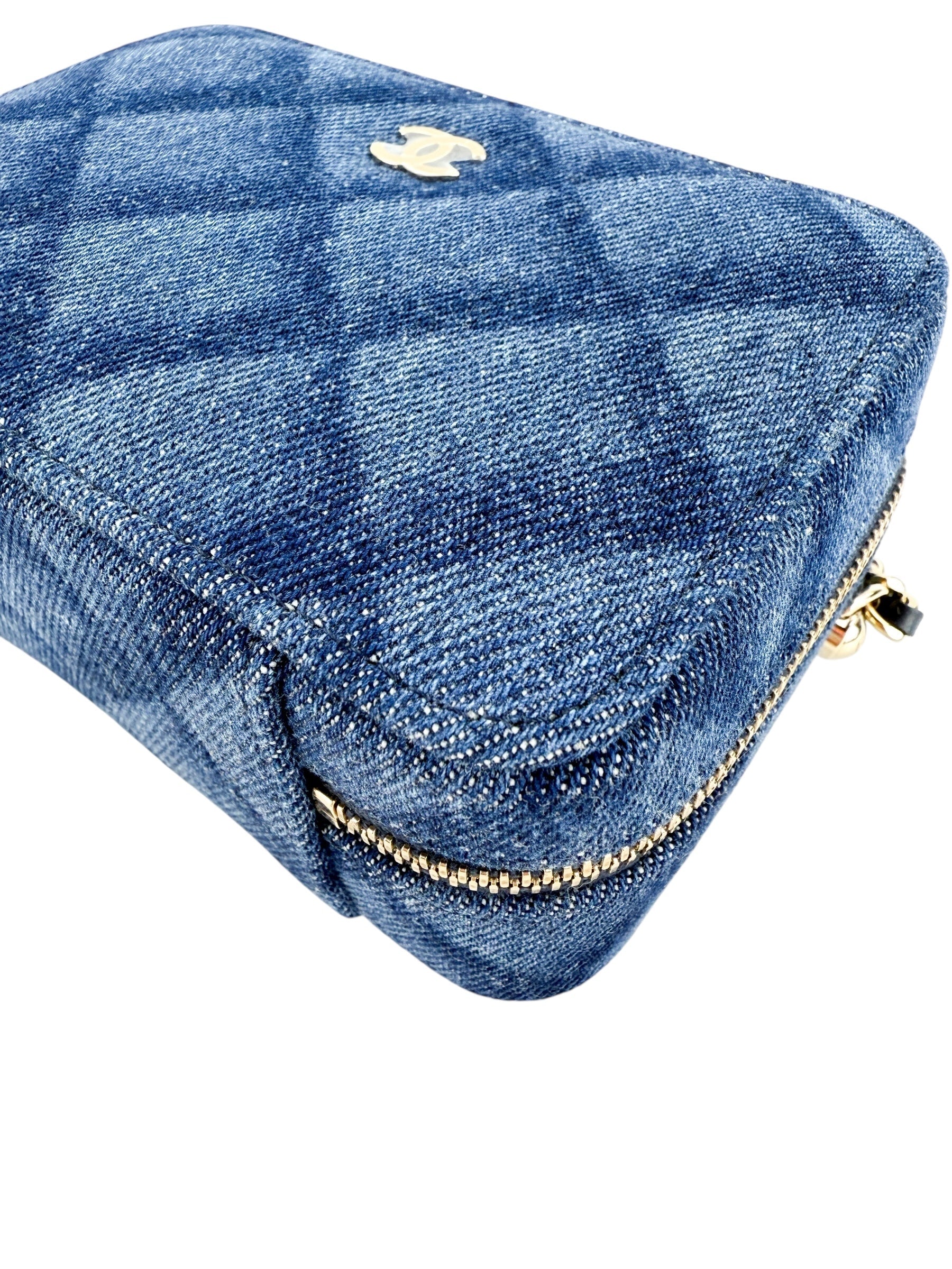 Chanel Printed Denim CC Camera Bag Blue