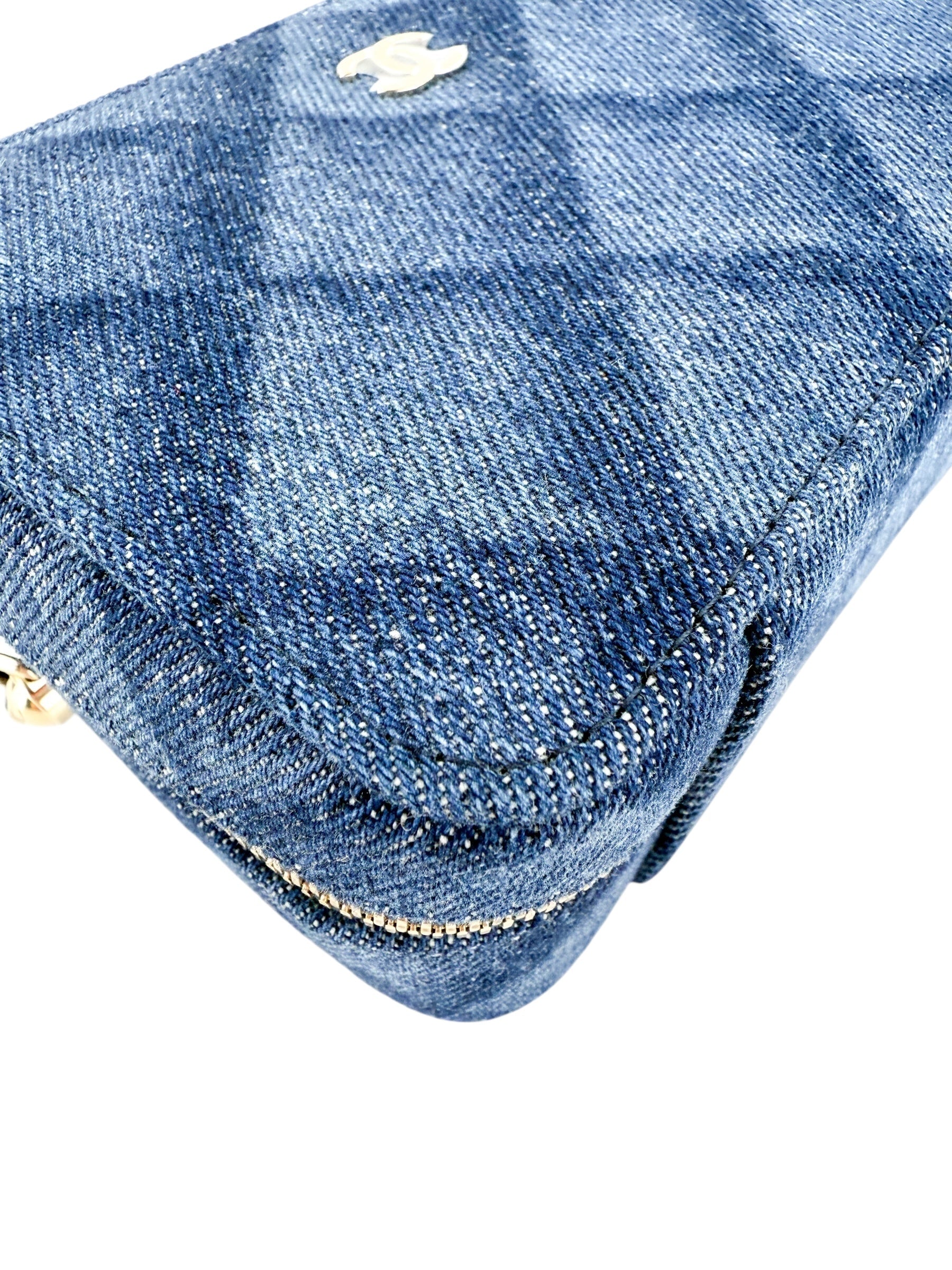 Chanel Printed Denim CC Camera Bag Blue