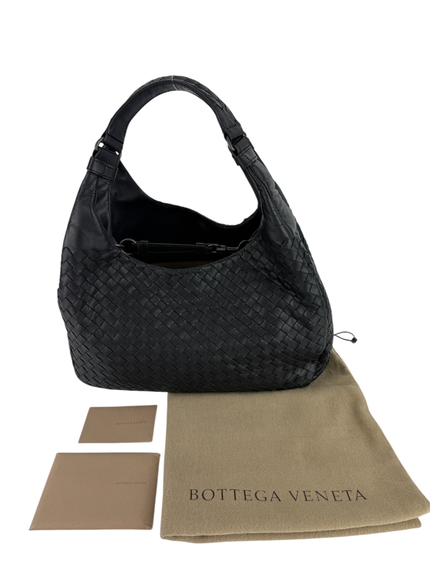 Bottega Veneta Black Intrecciato Campana Hobo