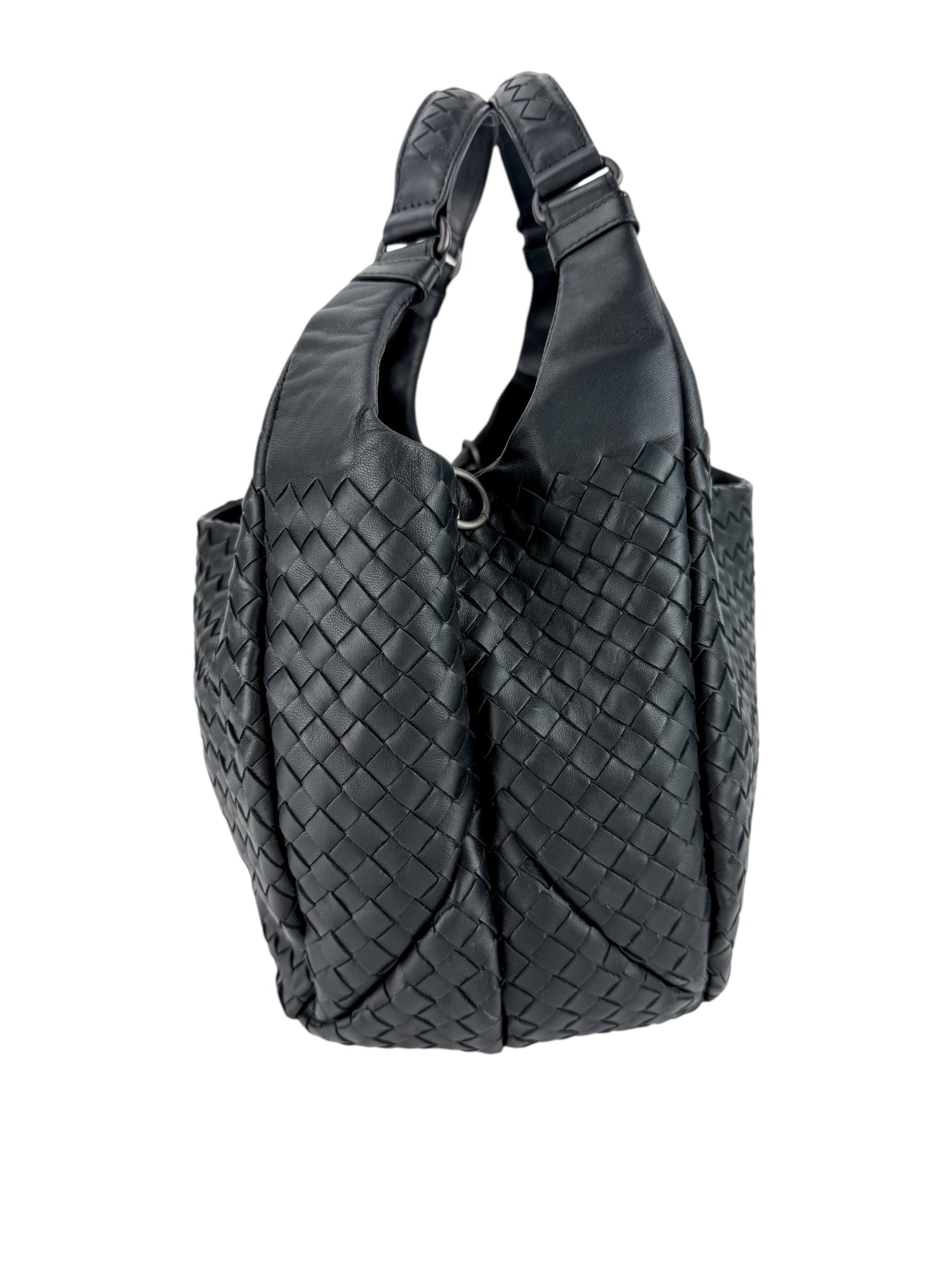 Bottega Veneta Black Intrecciato Campana Hobo