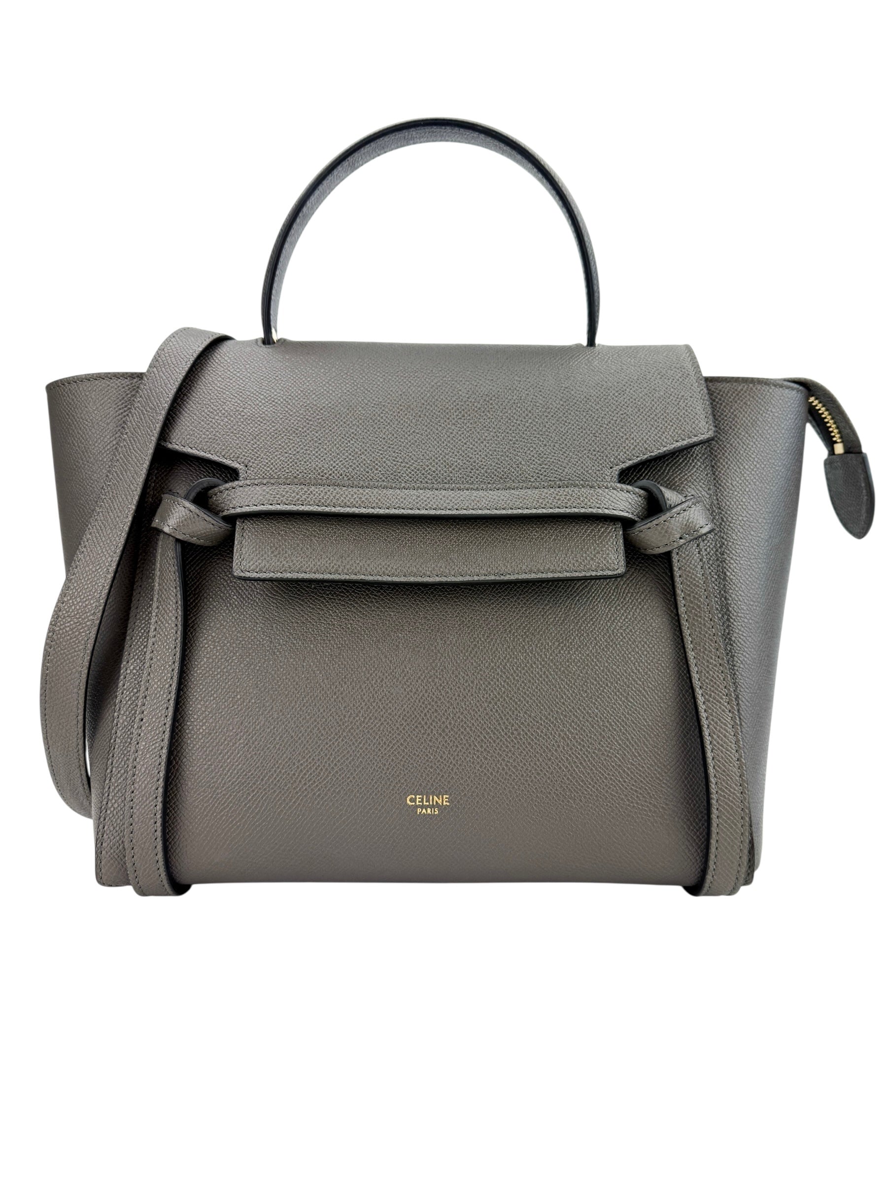 Celine Grained Calfskin Mini Belt Bag Grey