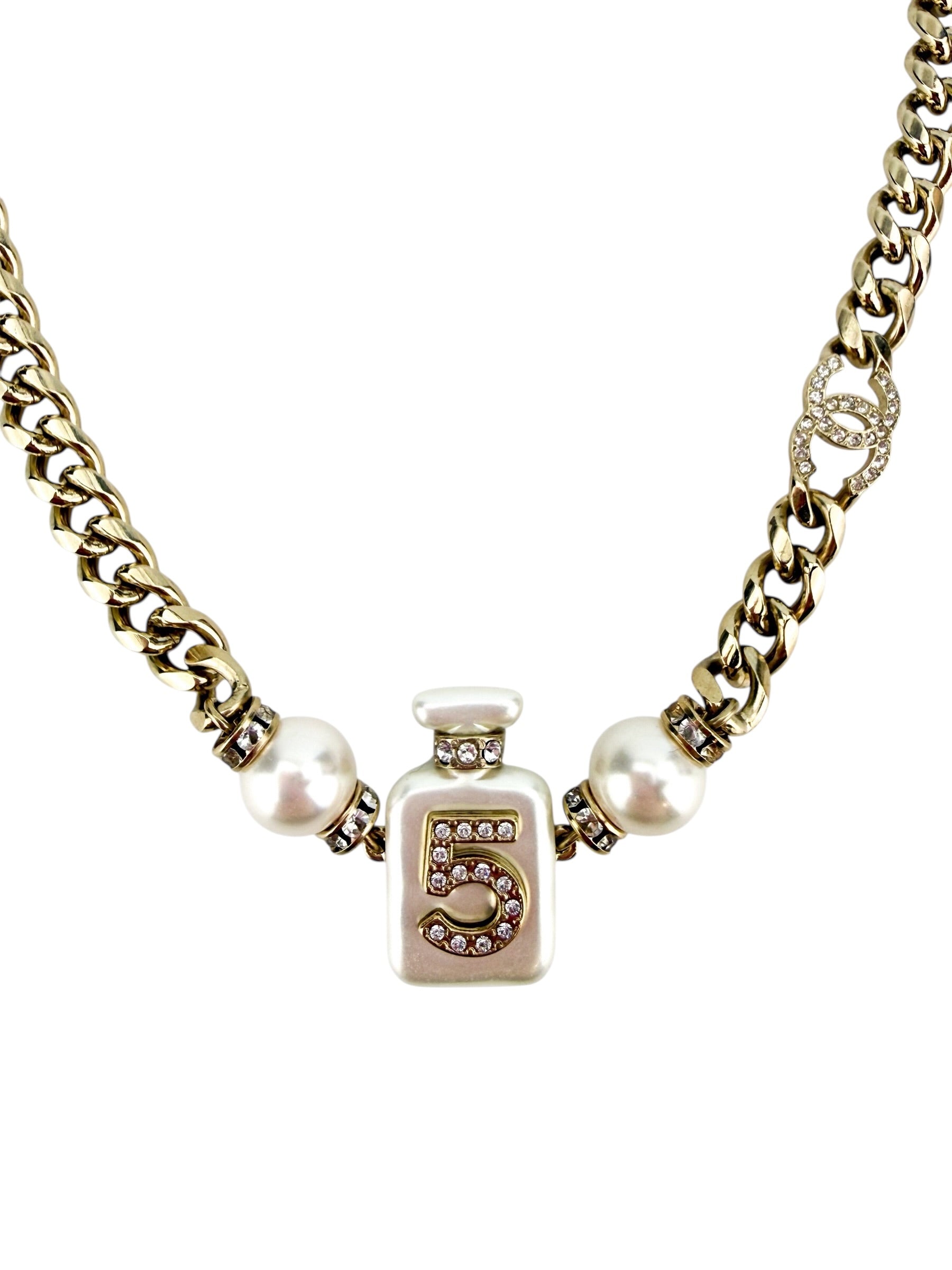 Chanel Strass and Resin No. 5 Perfume Bottle Necklace