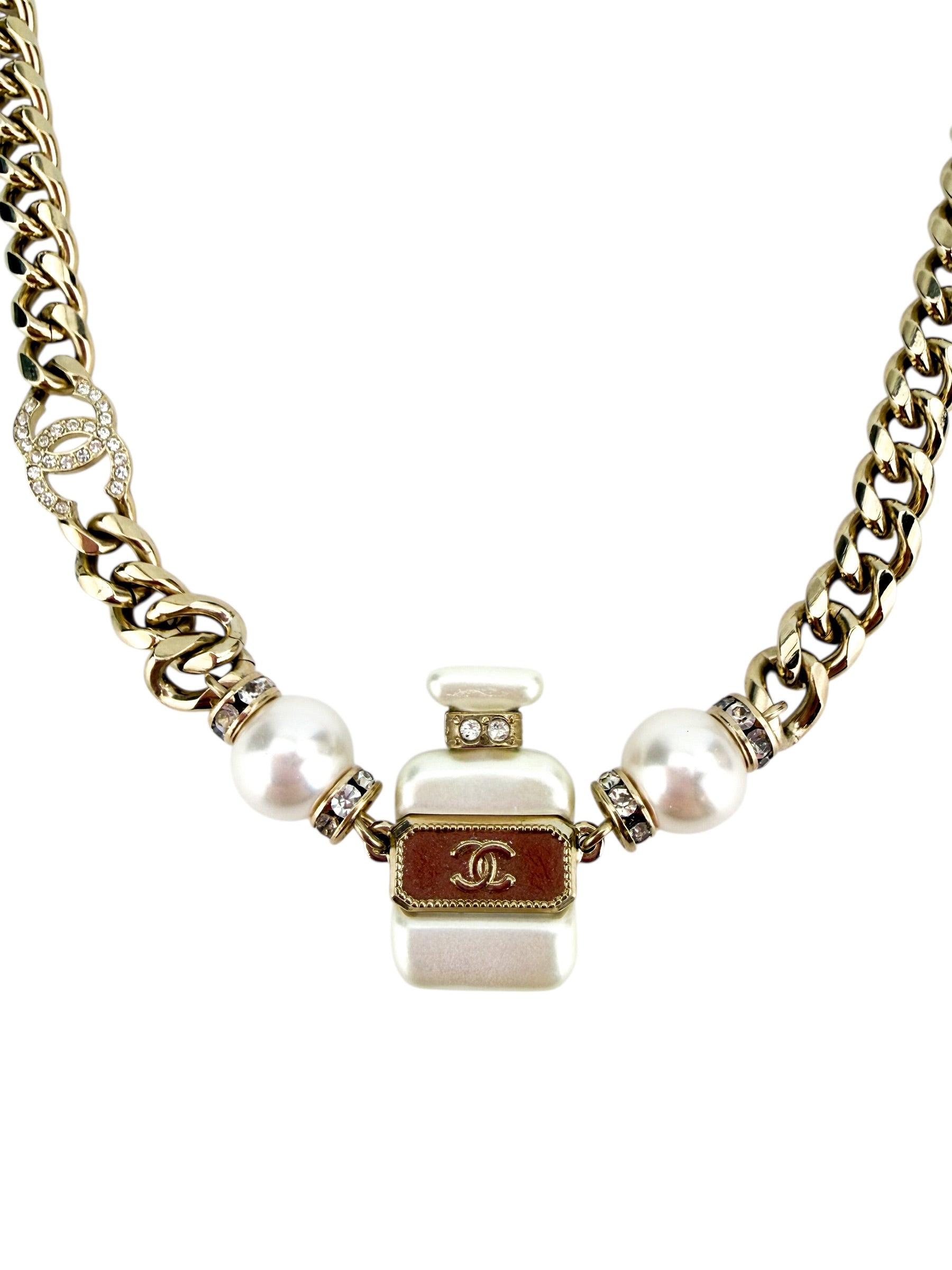Chanel Strass and Resin No. 5 Perfume Bottle Necklace