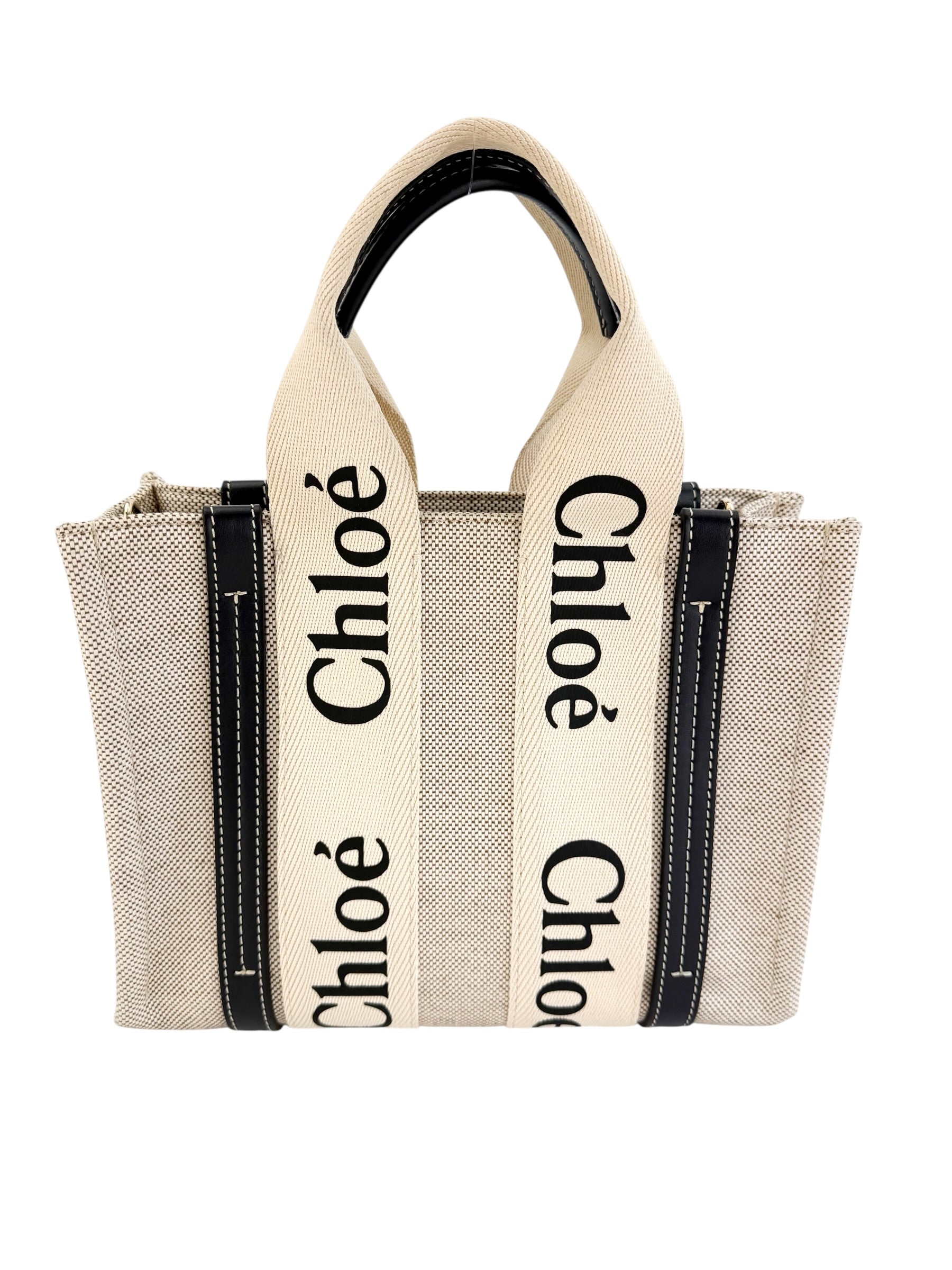 Chloe Linen Calfskin Small Woody Ribbon Tote
