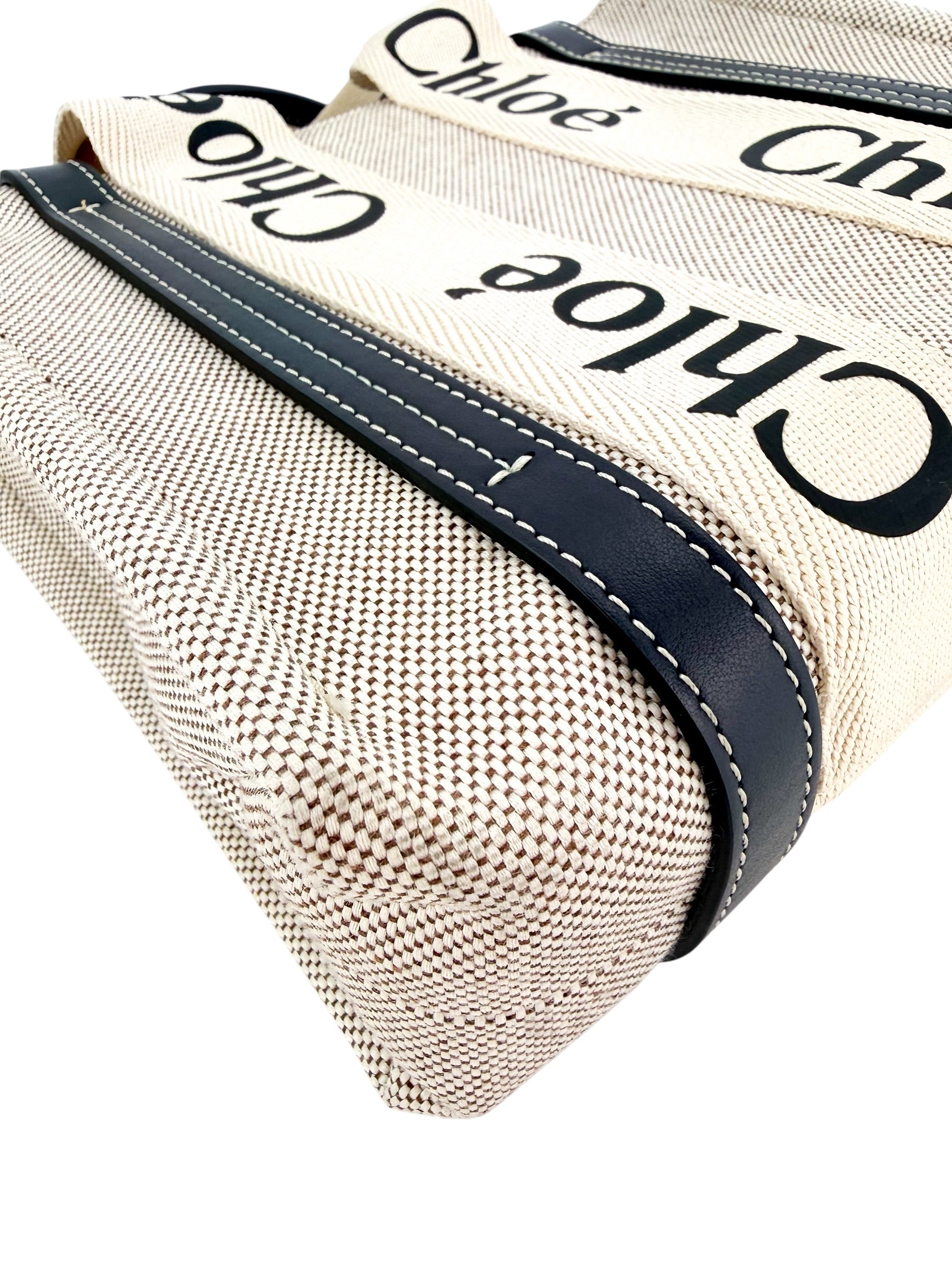 Chloe Linen Calfskin Small Woody Ribbon Tote