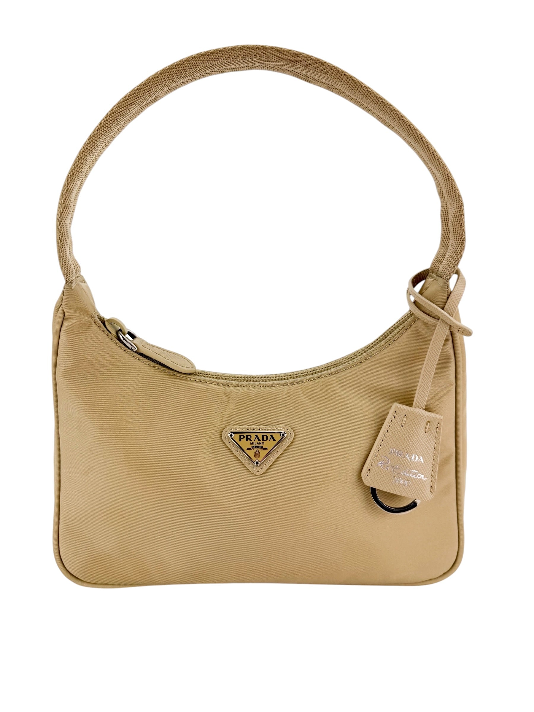 Prada Tessuto Nylon Mini Re-Edition 2000 Bag Beige
