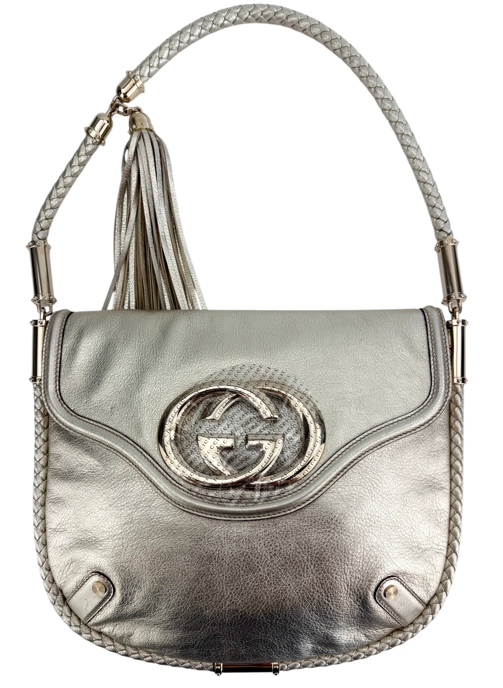 Gucci Britt Tassel Leather Hobo Shoulder Bag Gold