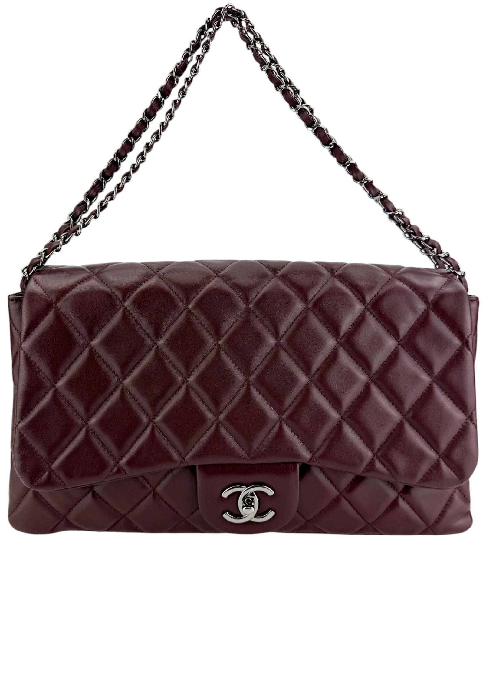 Chanel Quilted CC Accordion Single Flap Bordeaux