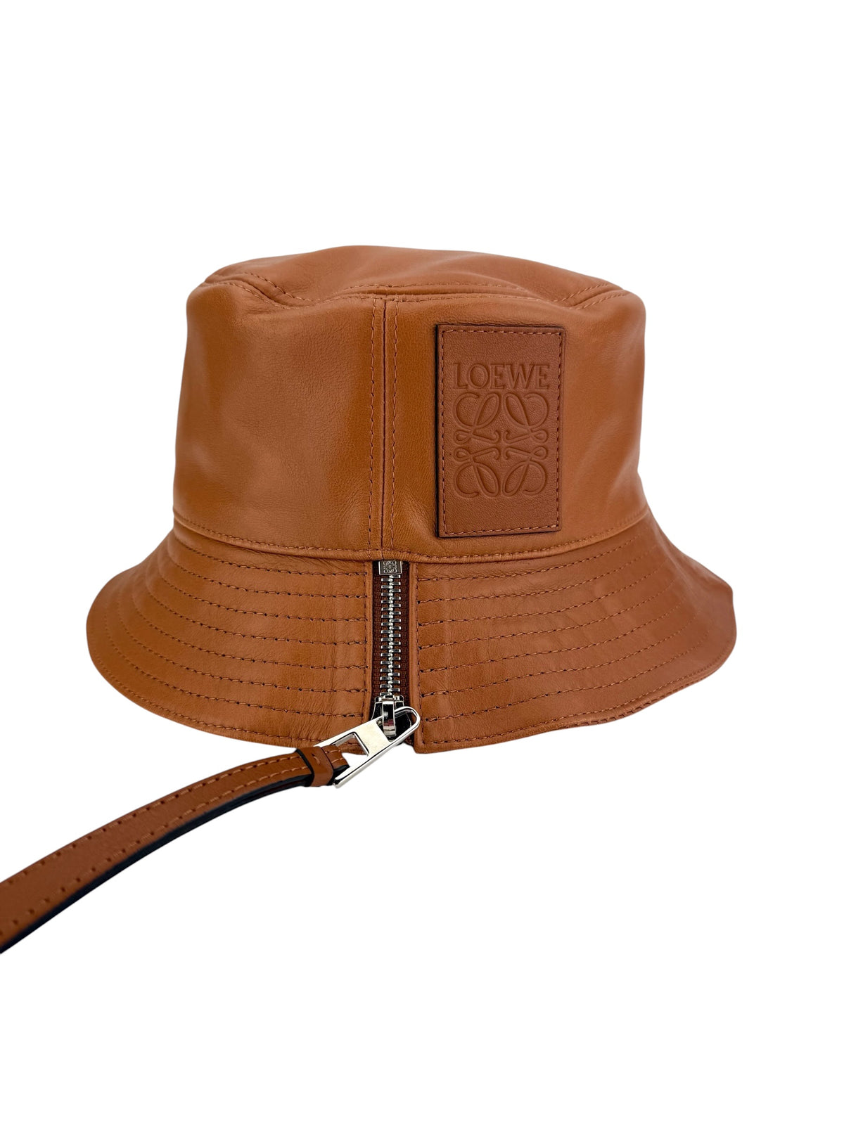Loewe Leather Anagram Bucket Hat Brown