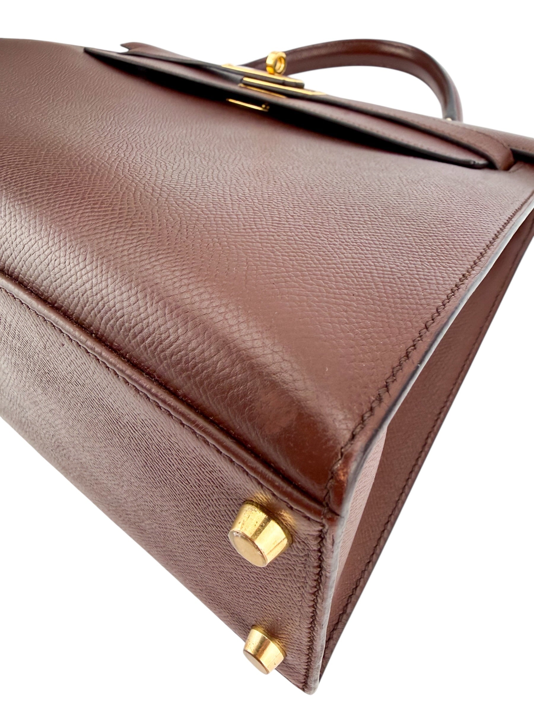 Hermes Courchevel Kelly Sellier 32 Havana Stamp Square C (1999)