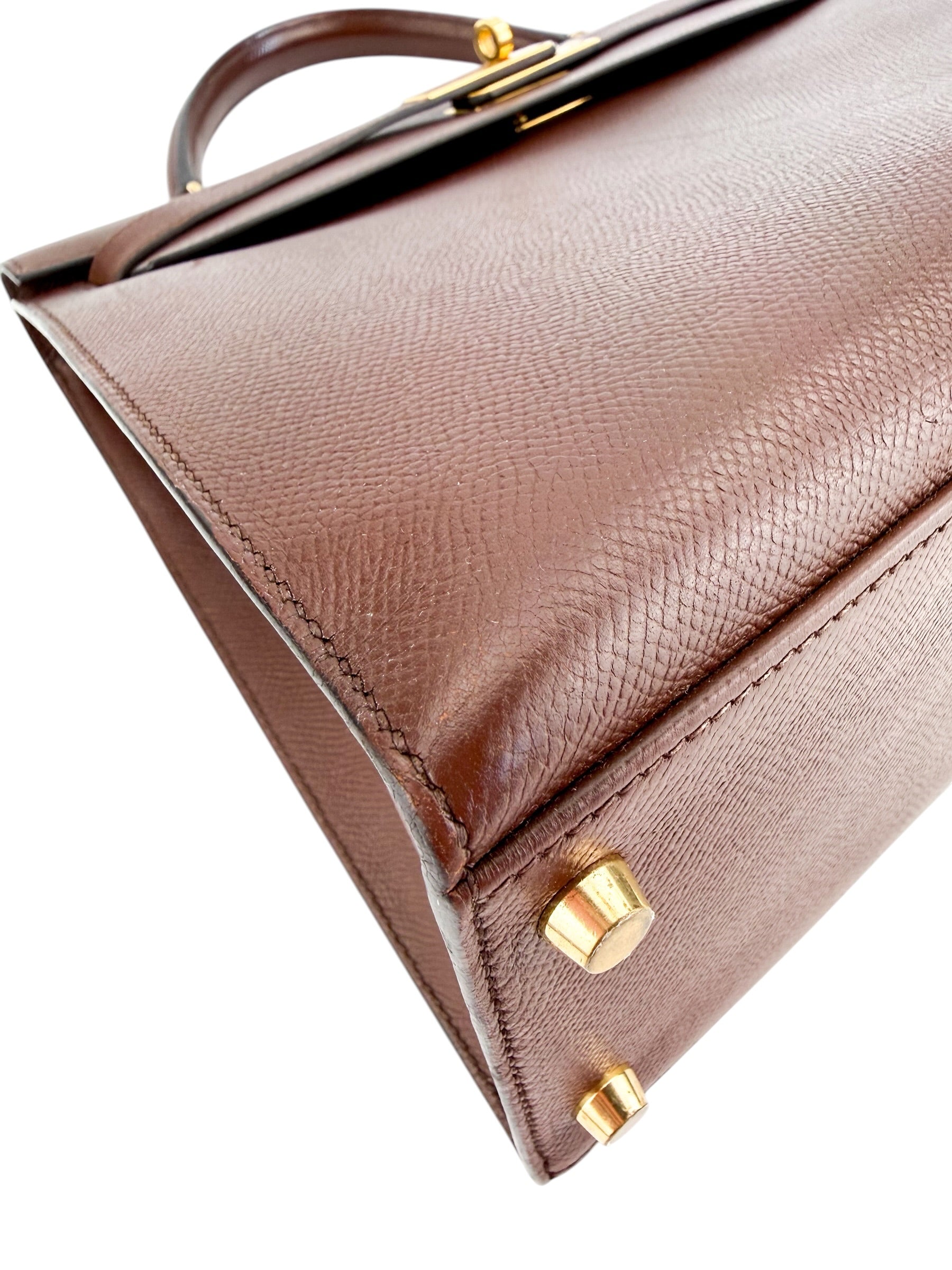 Hermes Courchevel Kelly Sellier 32 Havana Stamp Square C (1999)