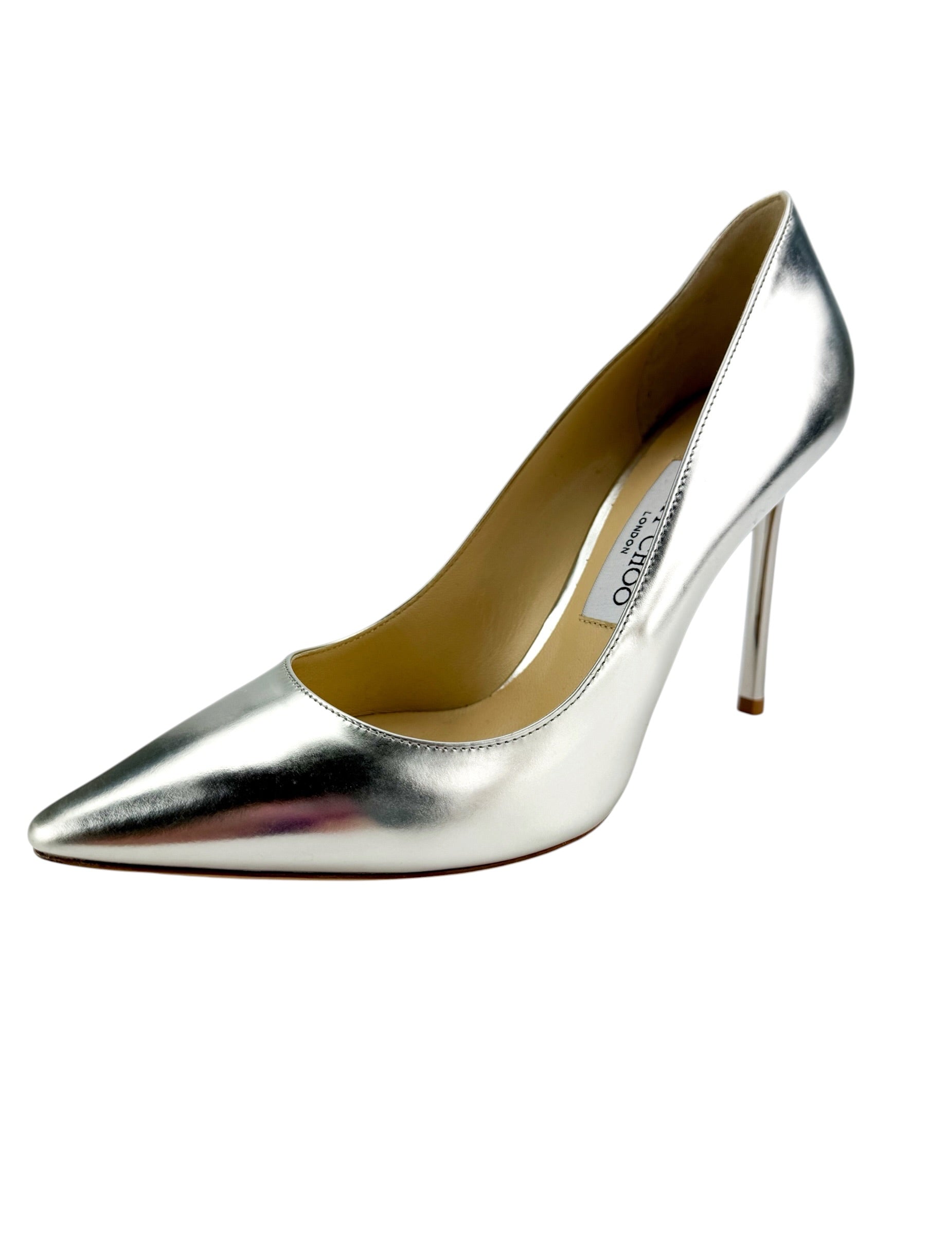 Jimmy Choo Silver Metallic Love Pumps Size 38