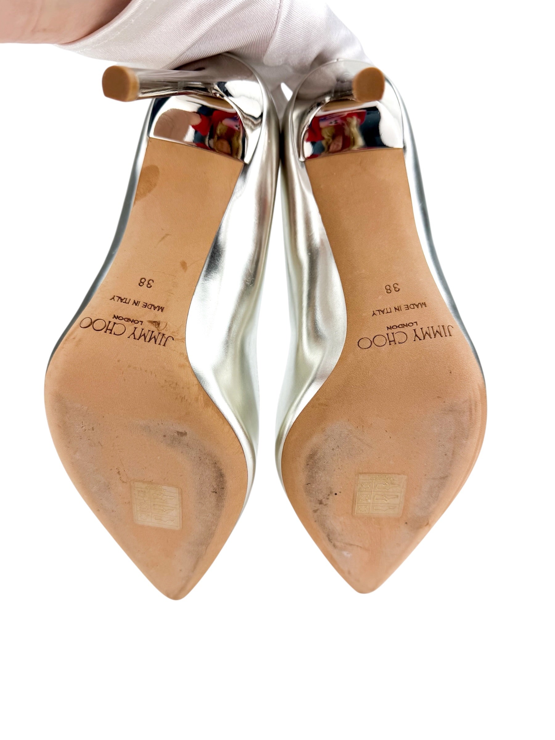 Jimmy Choo Silver Metallic Love Pumps Size 38