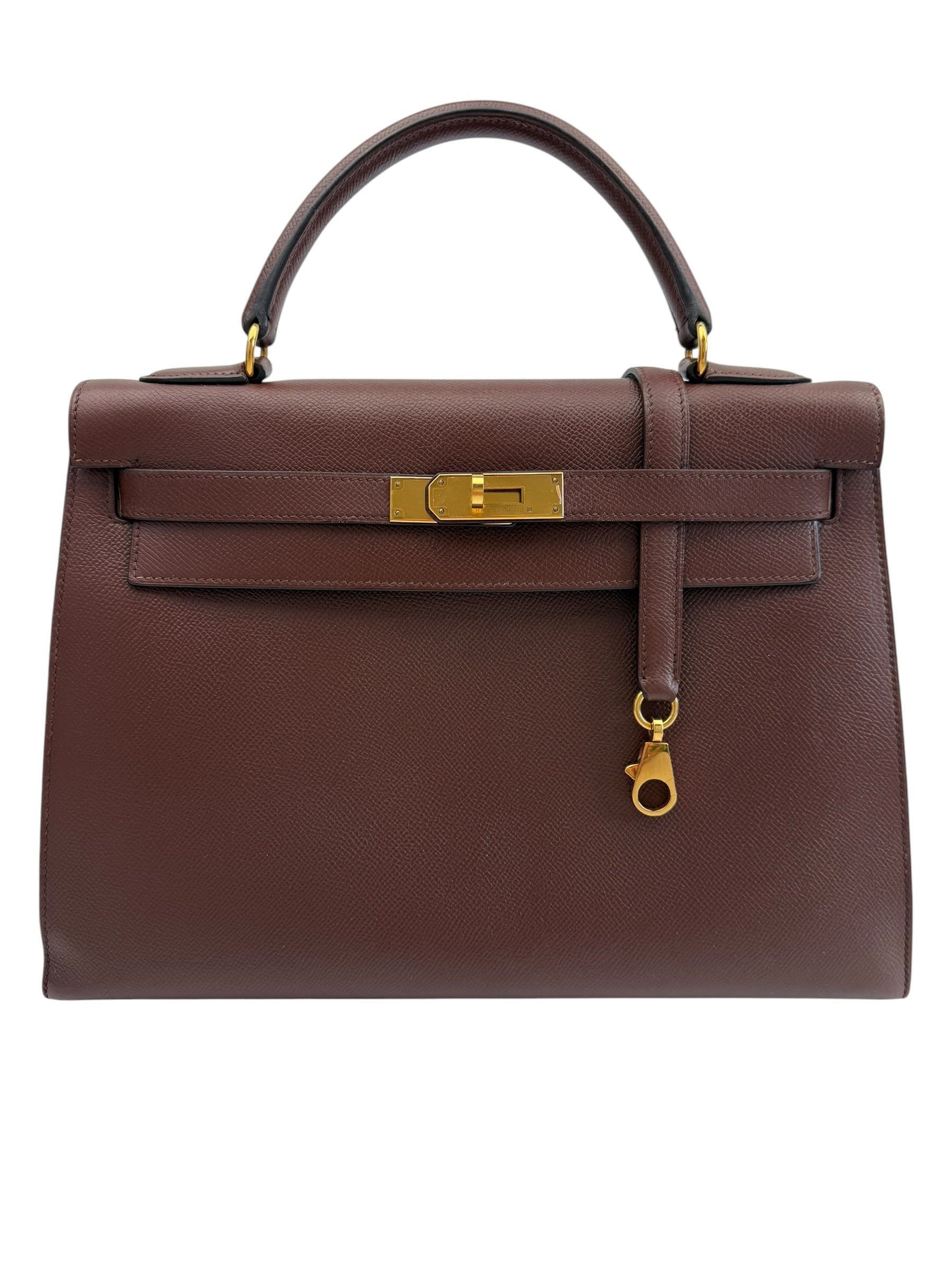 Hermes Courchevel Kelly Sellier 32 Havana Stamp Square C (1999)