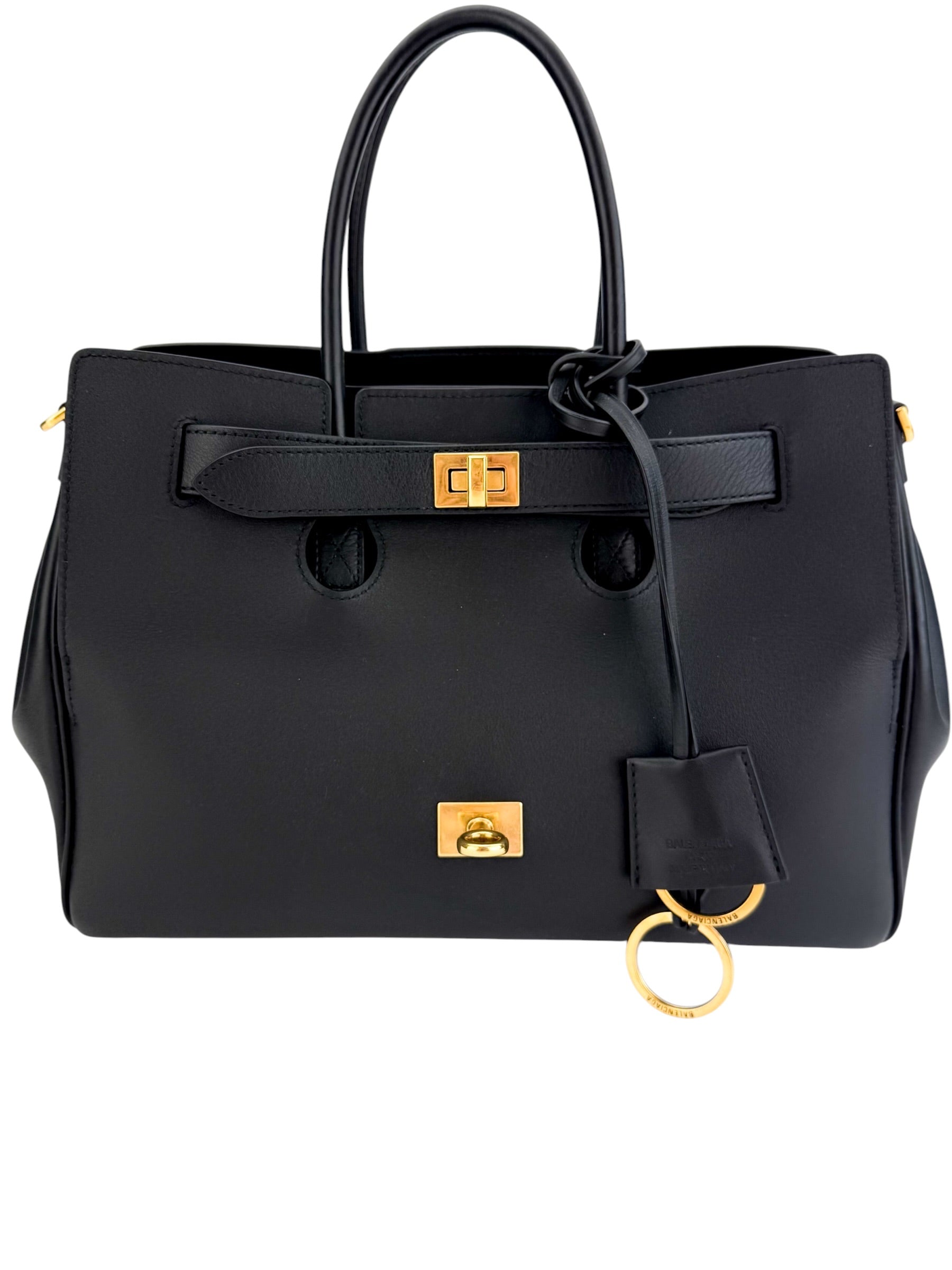 Balenciaga Smooth Calfskin Small Bel Air Carry All Bag Black