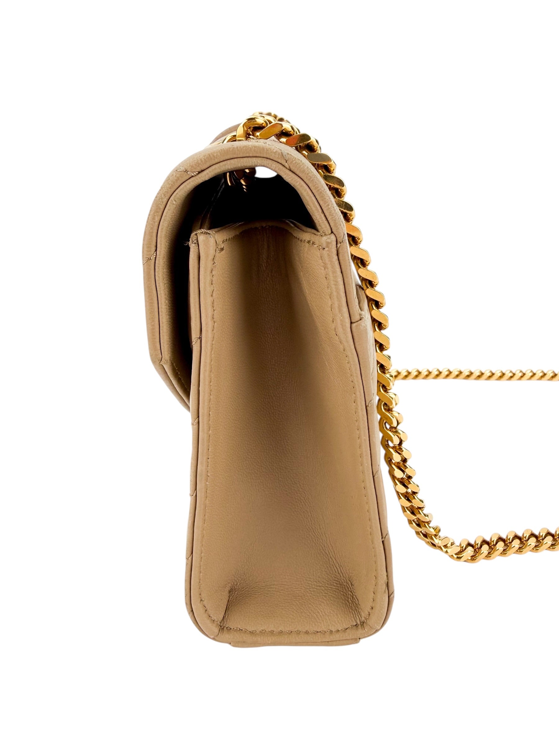 Saint Laurent Chevron Matelasse Small Monogram Envelope Beige