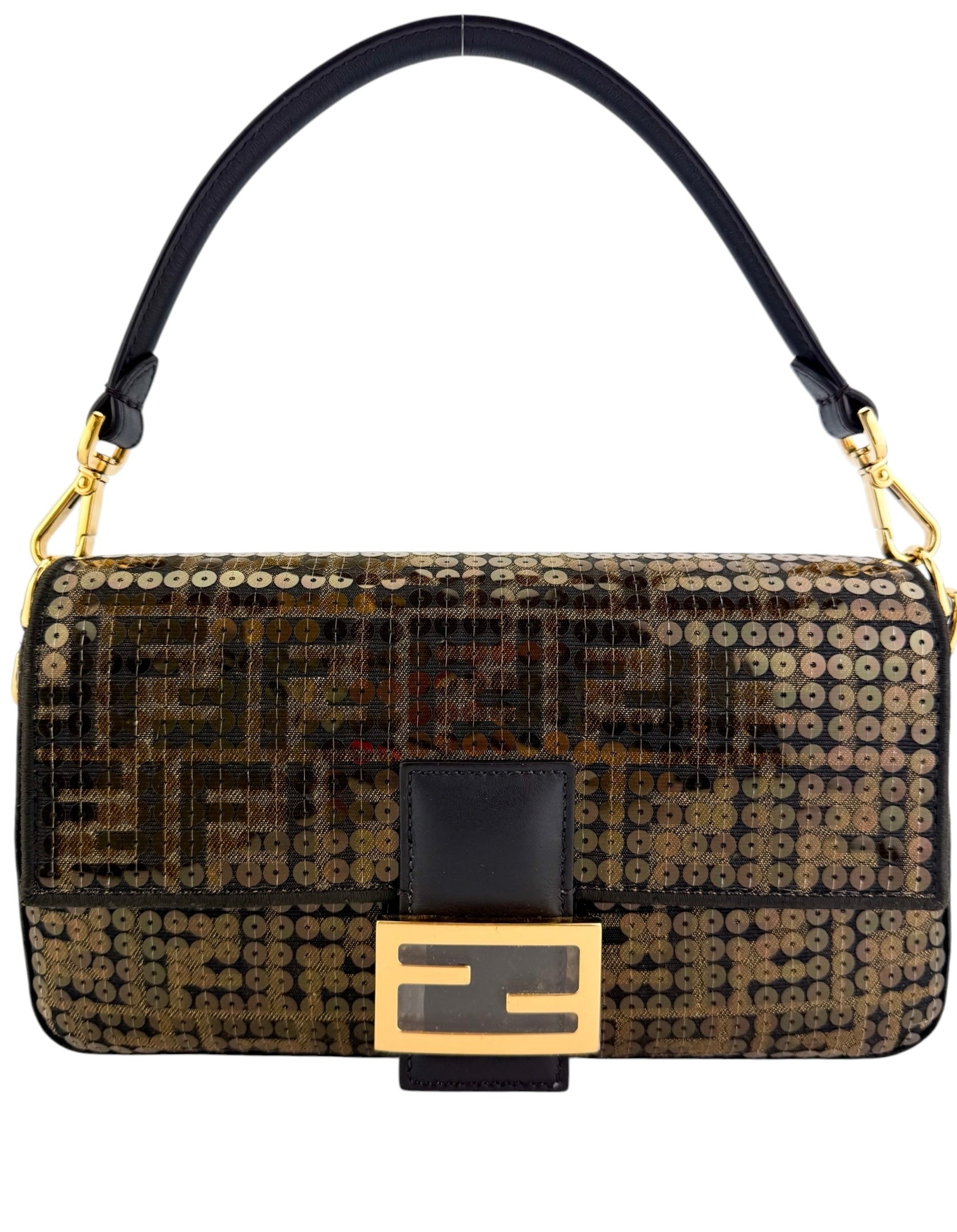 Fendi Re-Edition Zucca Canvas Sequin Baguette (Full Set)
