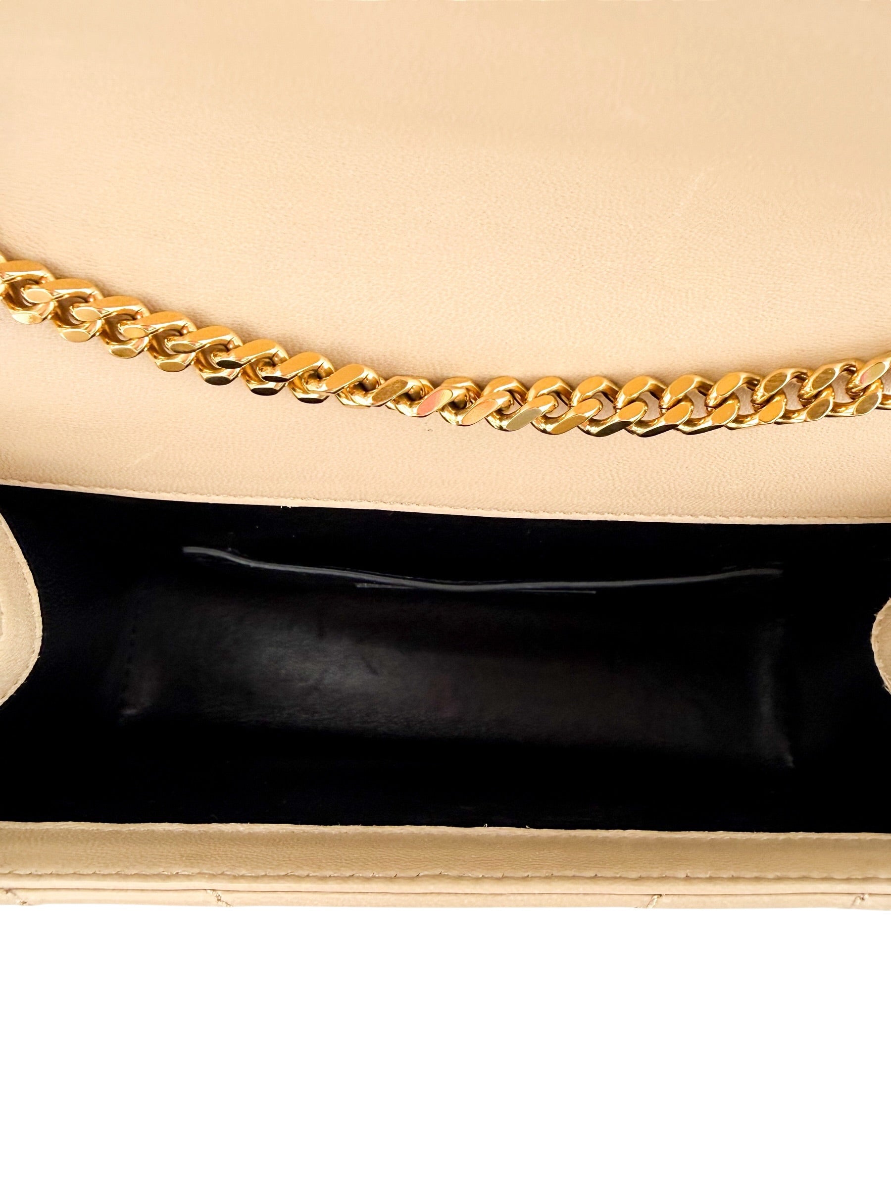 Saint Laurent Chevron Matelasse Small Monogram Envelope Beige