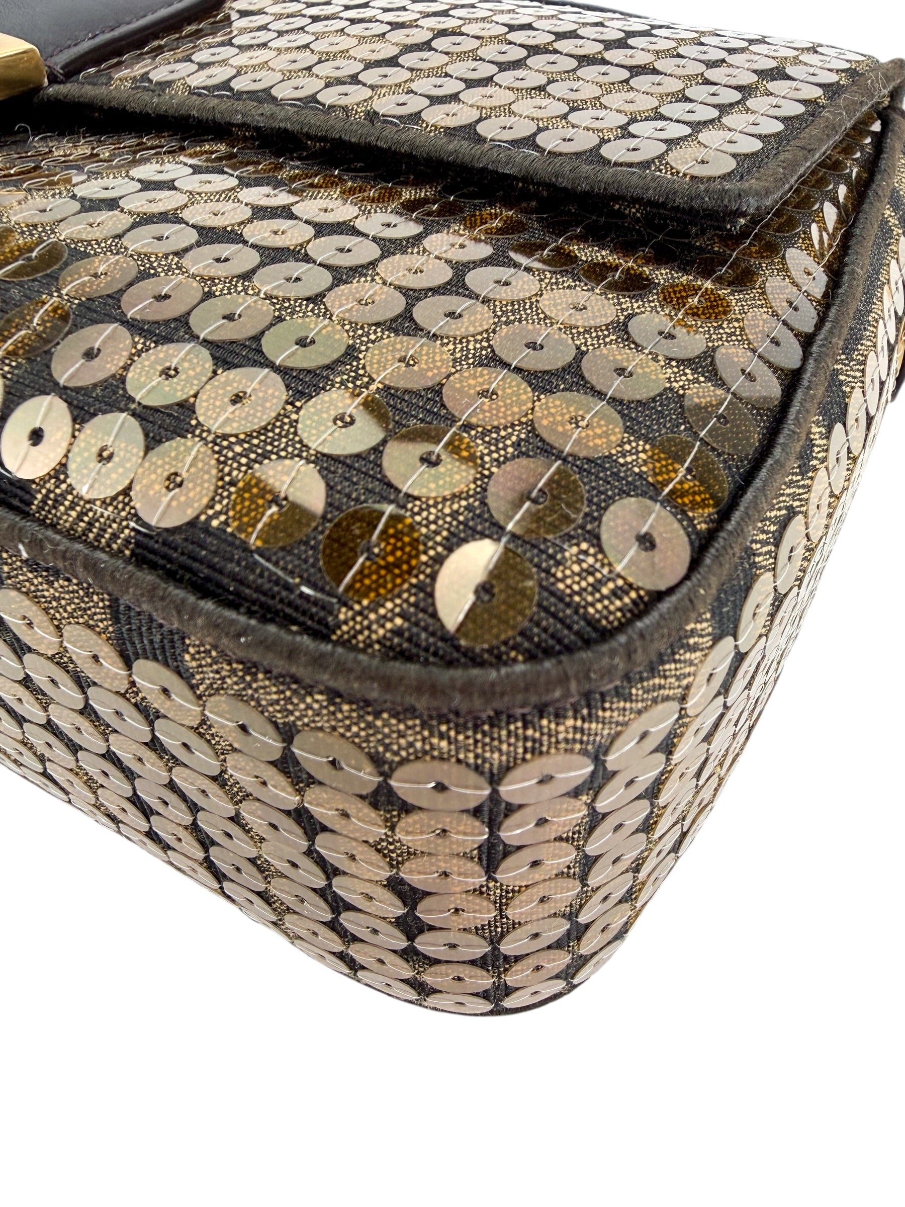 Fendi Re-Edition Zucca Canvas Sequin Baguette (Full Set)