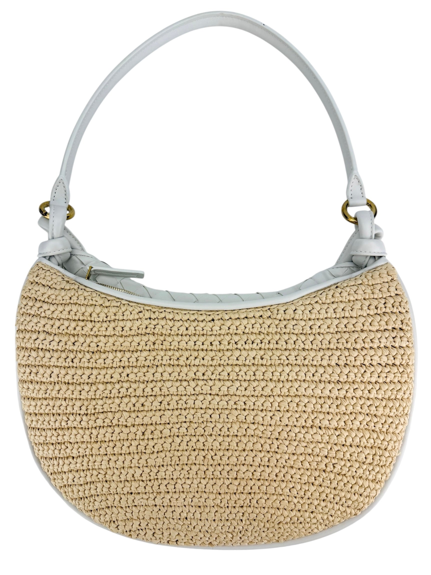 Bottega Veneta Gemelli Raffia Bag Natural White