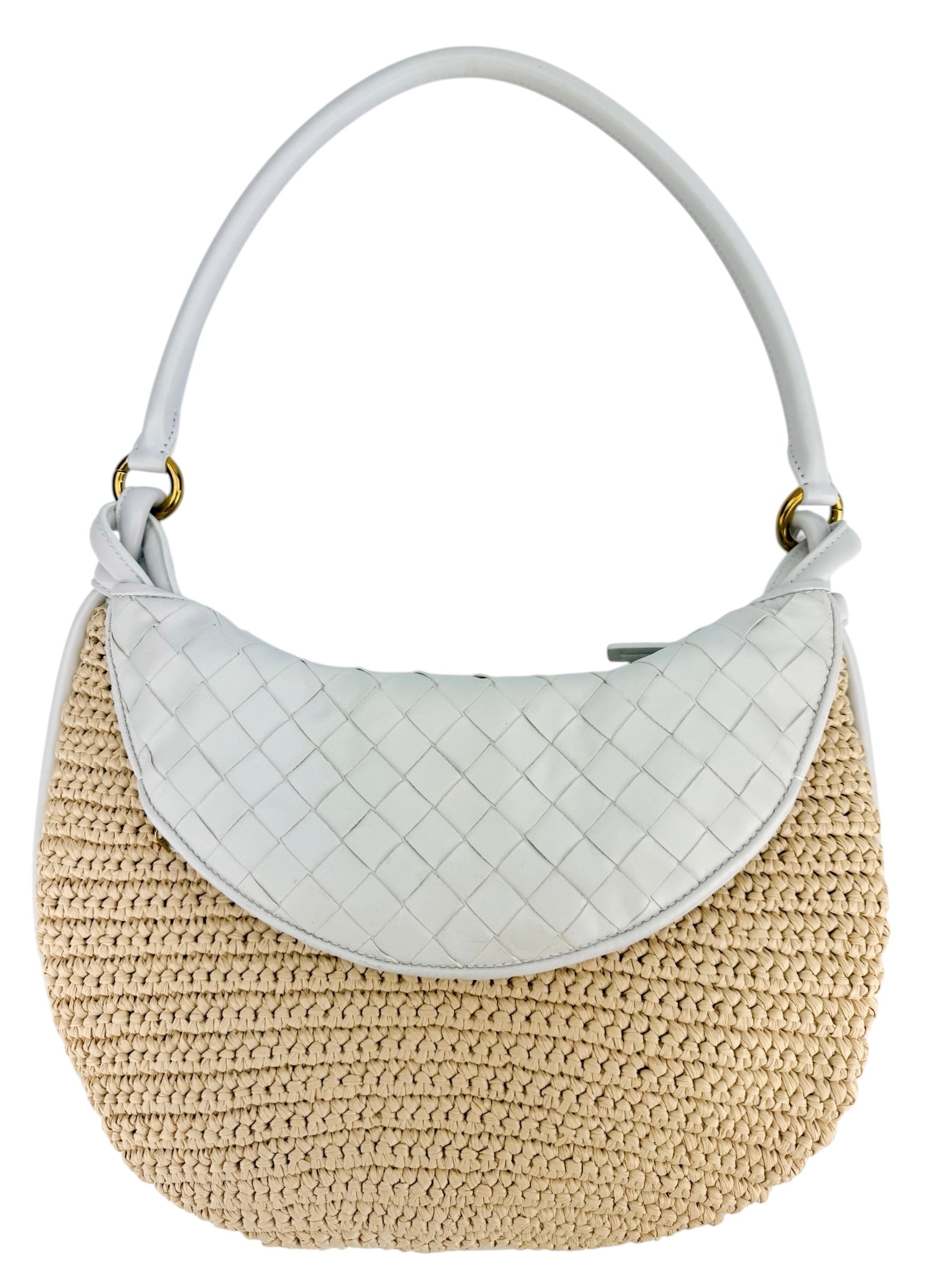 Bottega Veneta Gemelli Raffia Bag Natural White