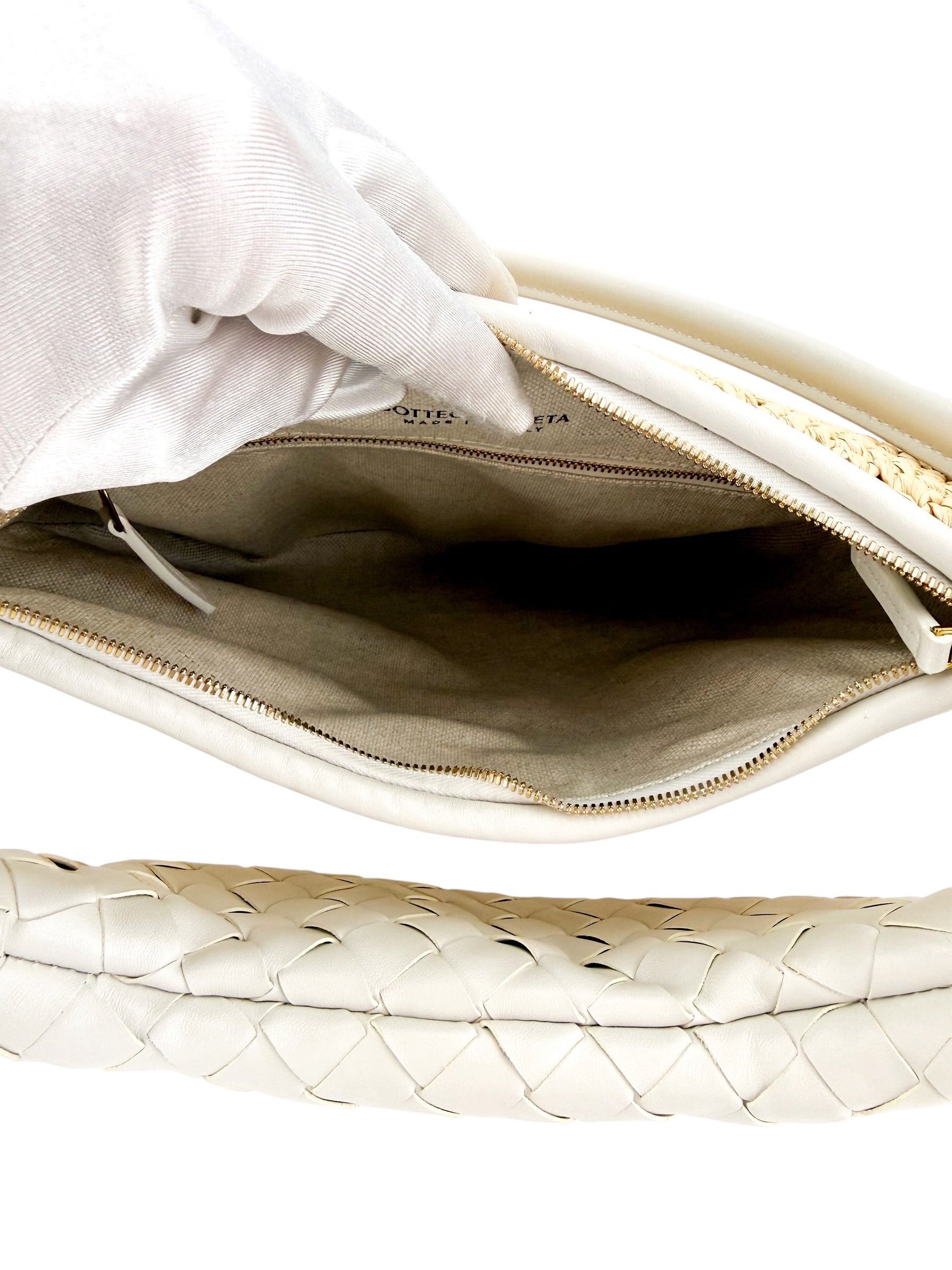 Bottega Veneta Gemelli Raffia Bag Natural White