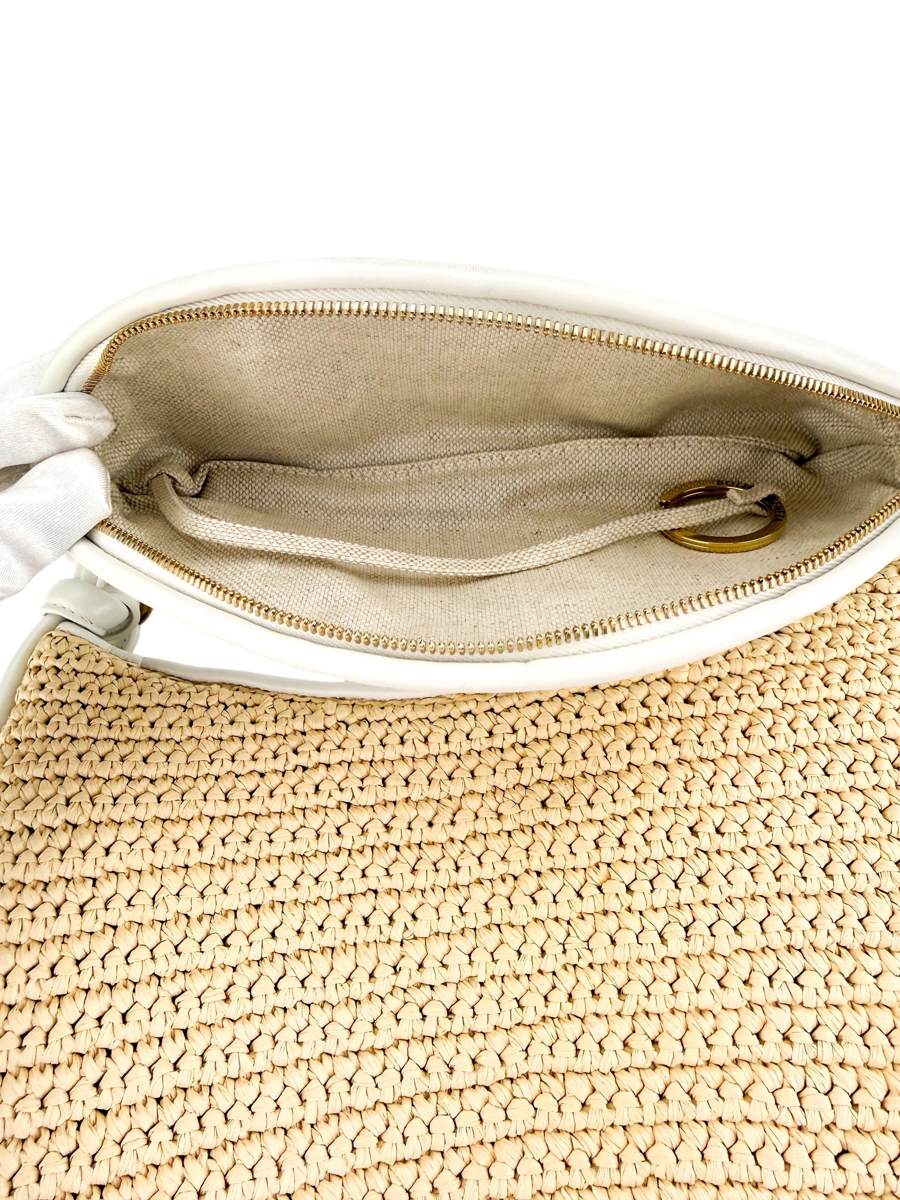 Bottega Veneta Gemelli Raffia Bag Natural White