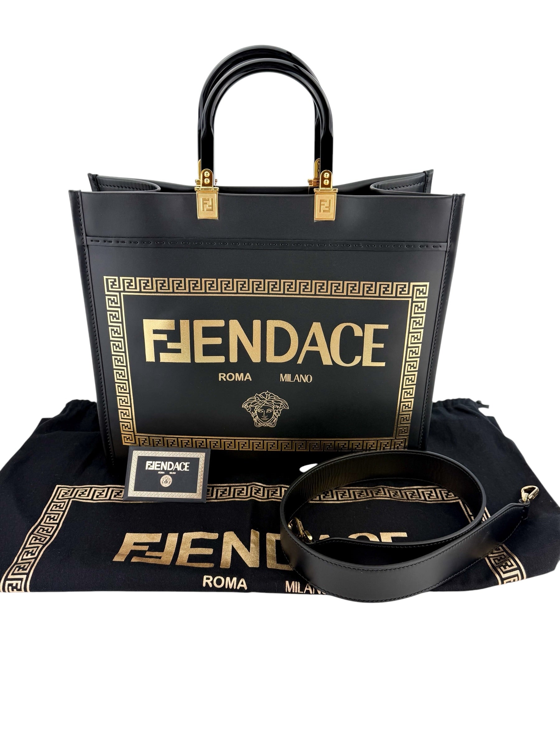 Fendi x Versace Vitello Grace Fendace FF Baroque Sunshine Shopper Tote