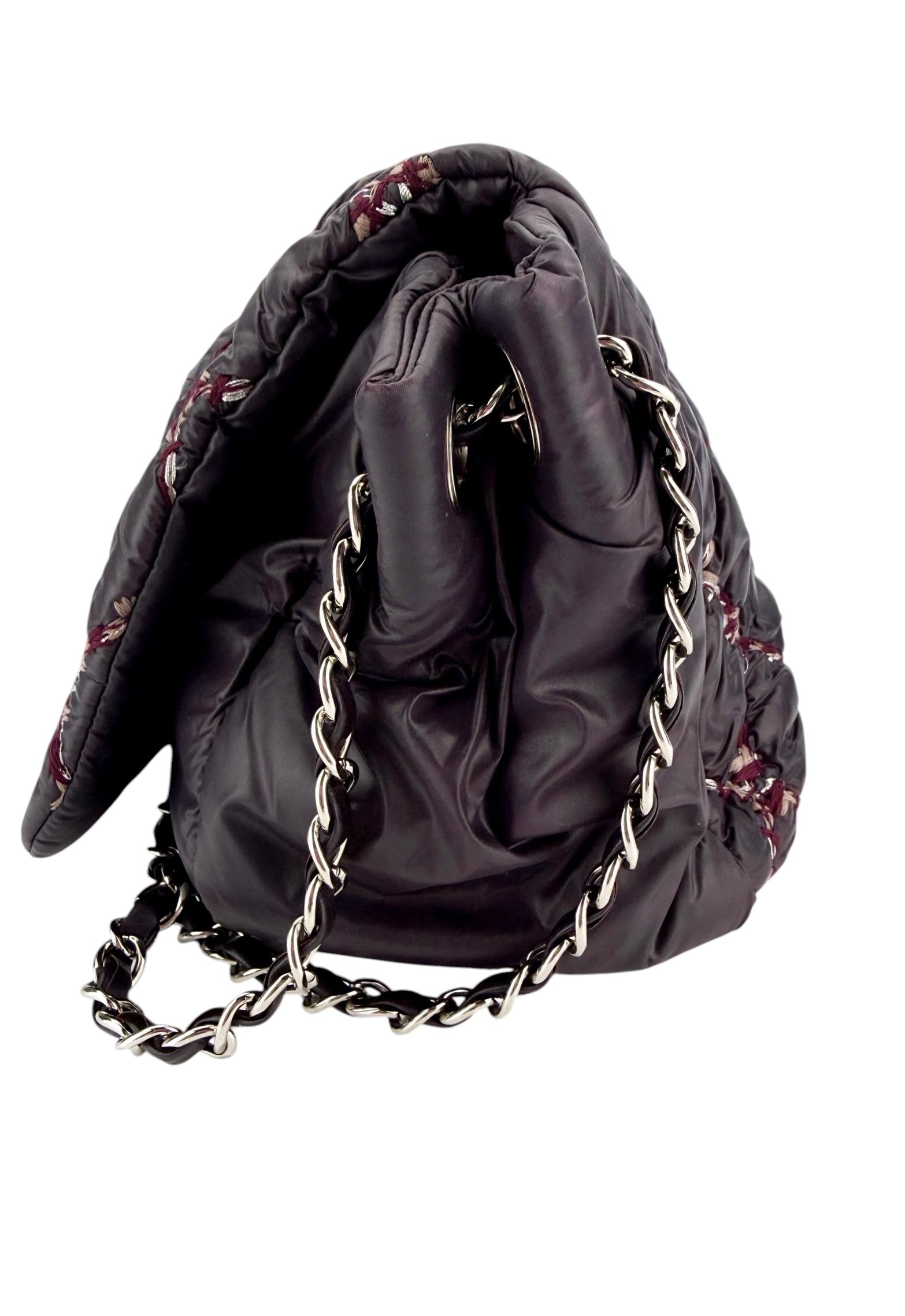 Chanel Accordian Nylon Bubble Flap Deep Purple