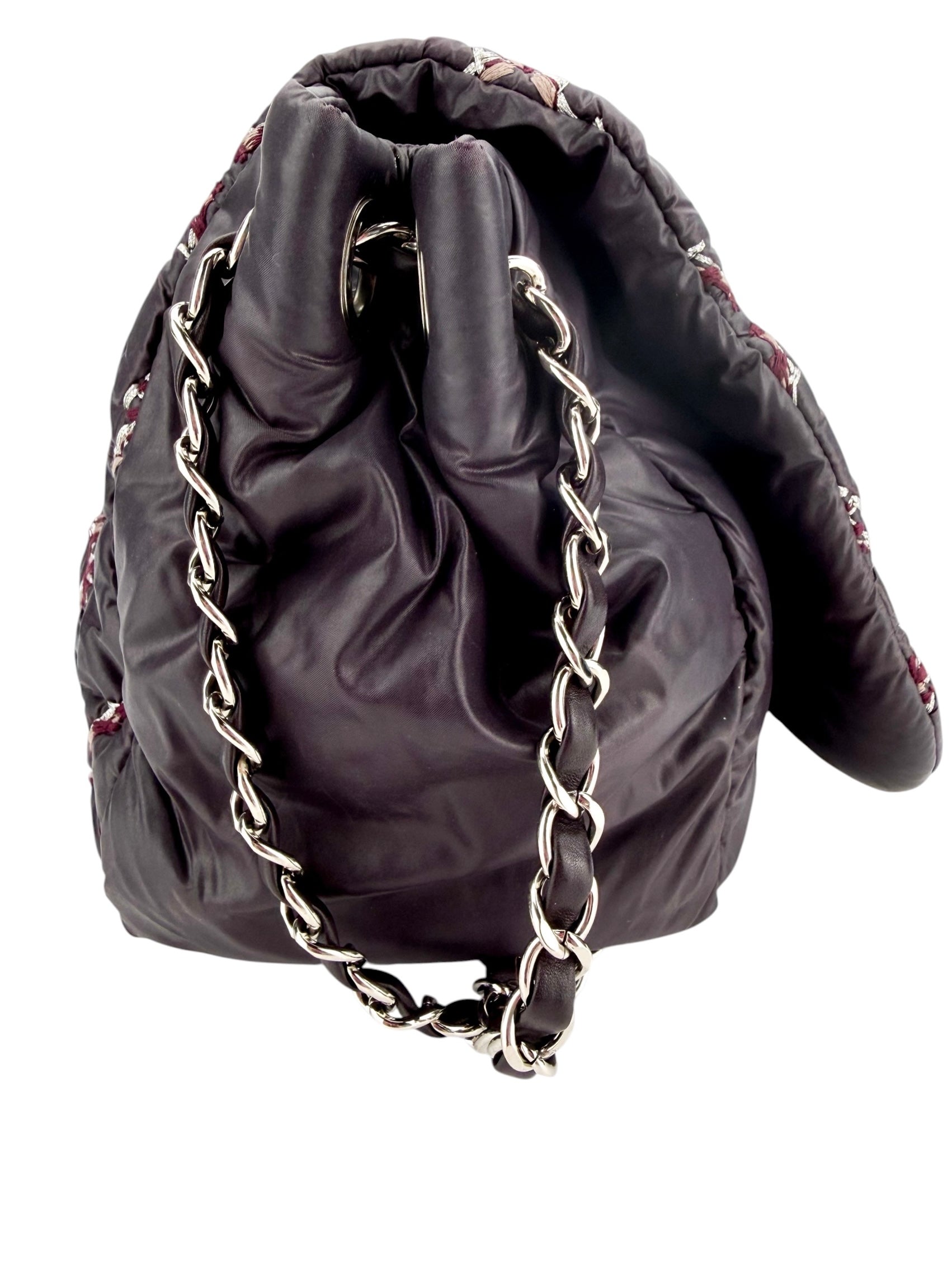 Chanel Accordian Nylon Bubble Flap Deep Purple