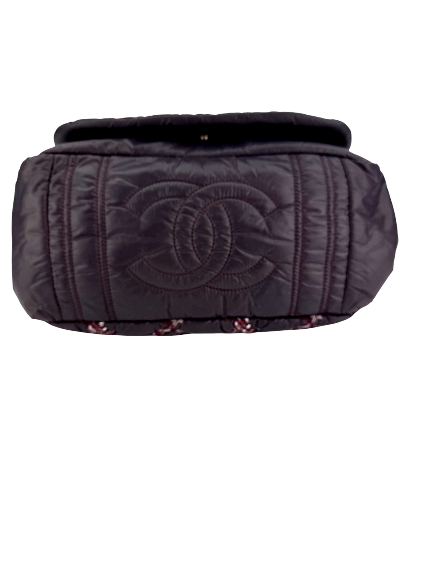 Chanel Accordian Nylon Bubble Flap Deep Purple