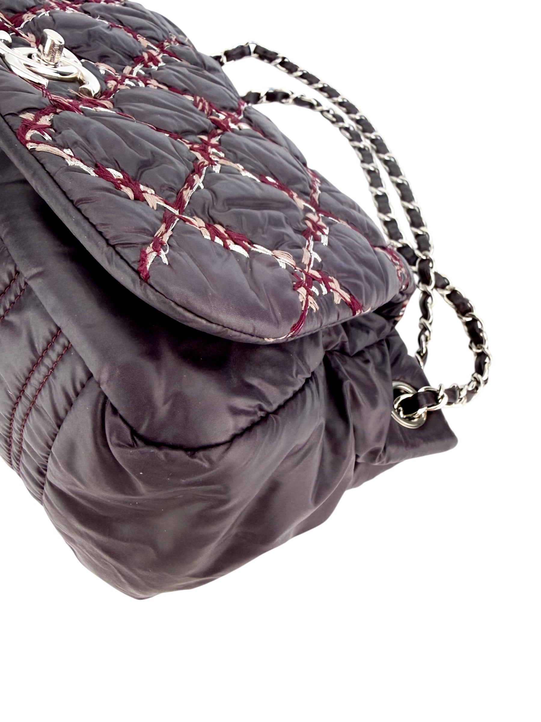 Chanel Accordian Nylon Bubble Flap Deep Purple