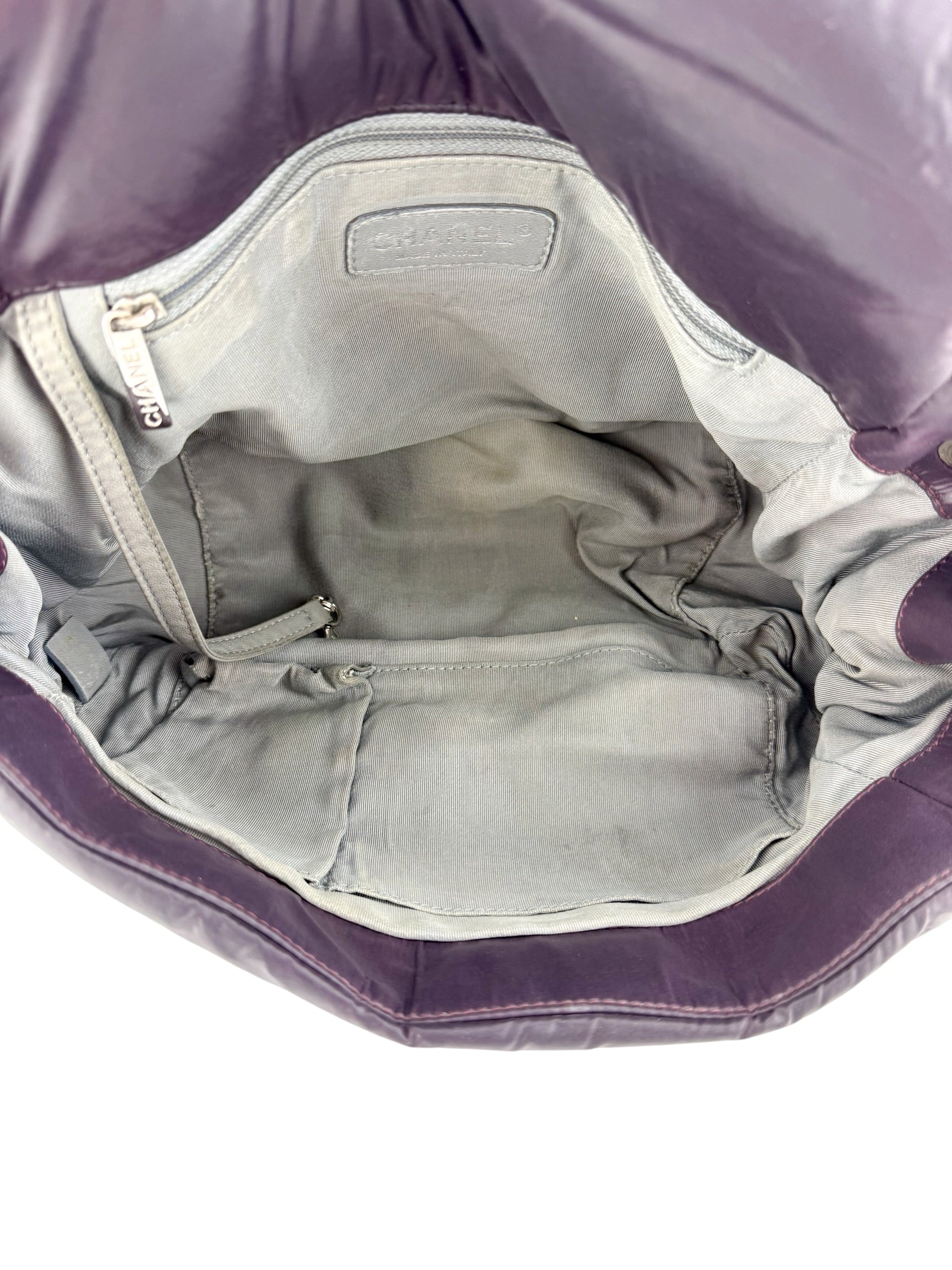 Chanel Accordian Nylon Bubble Flap Deep Purple