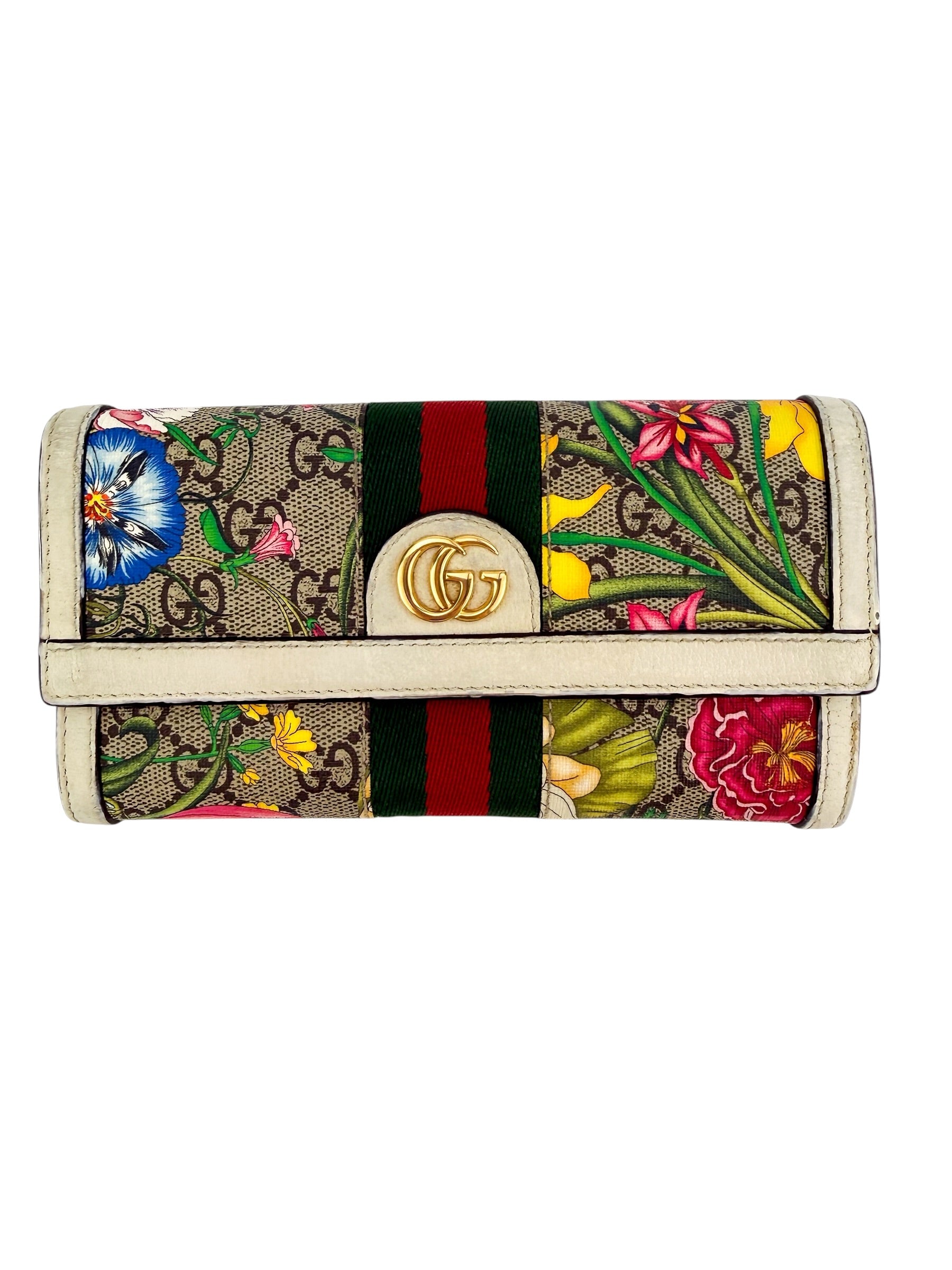 Gucci GG Supreme Monogram Flora Web Ophidia Continental Wallet