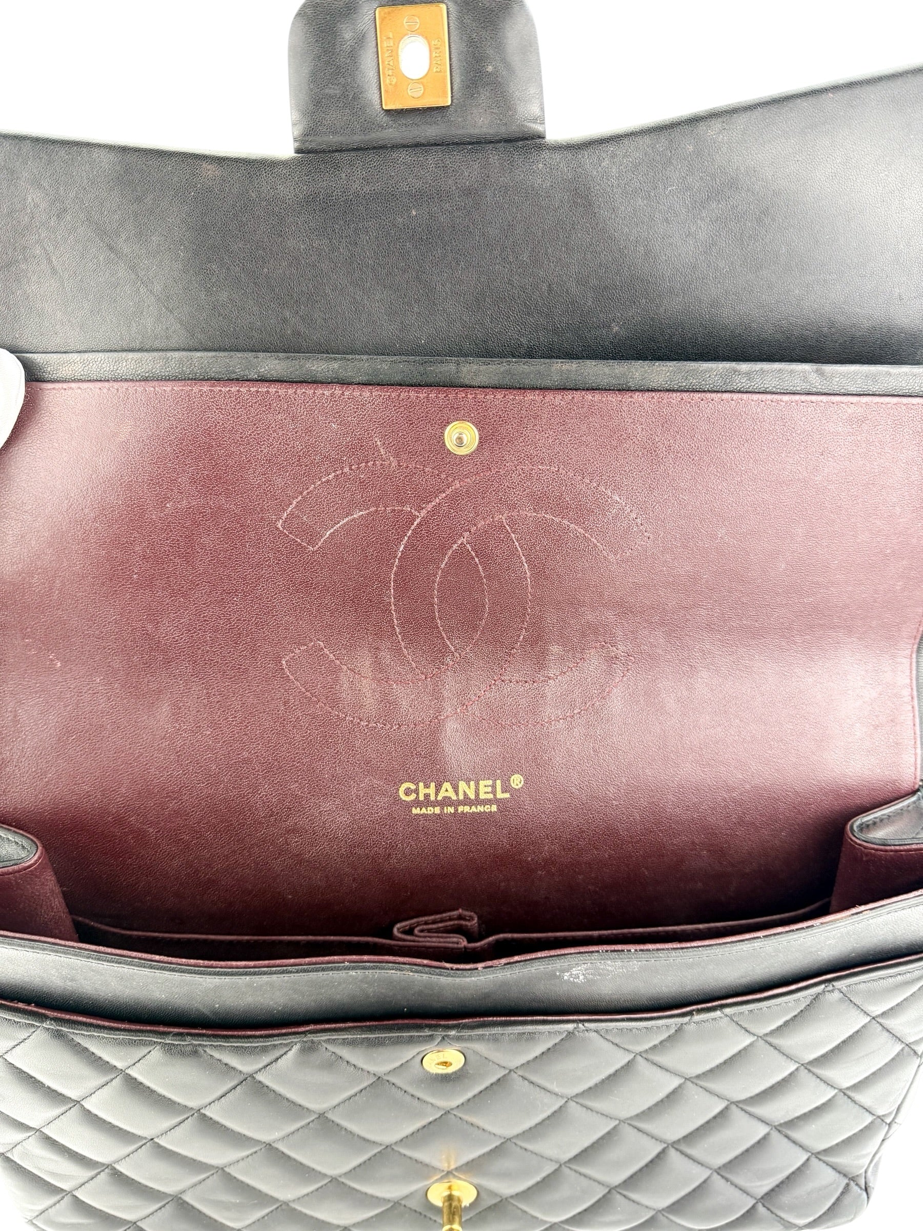 Chanel Lambskin Quilted Maxi Double Flap Black