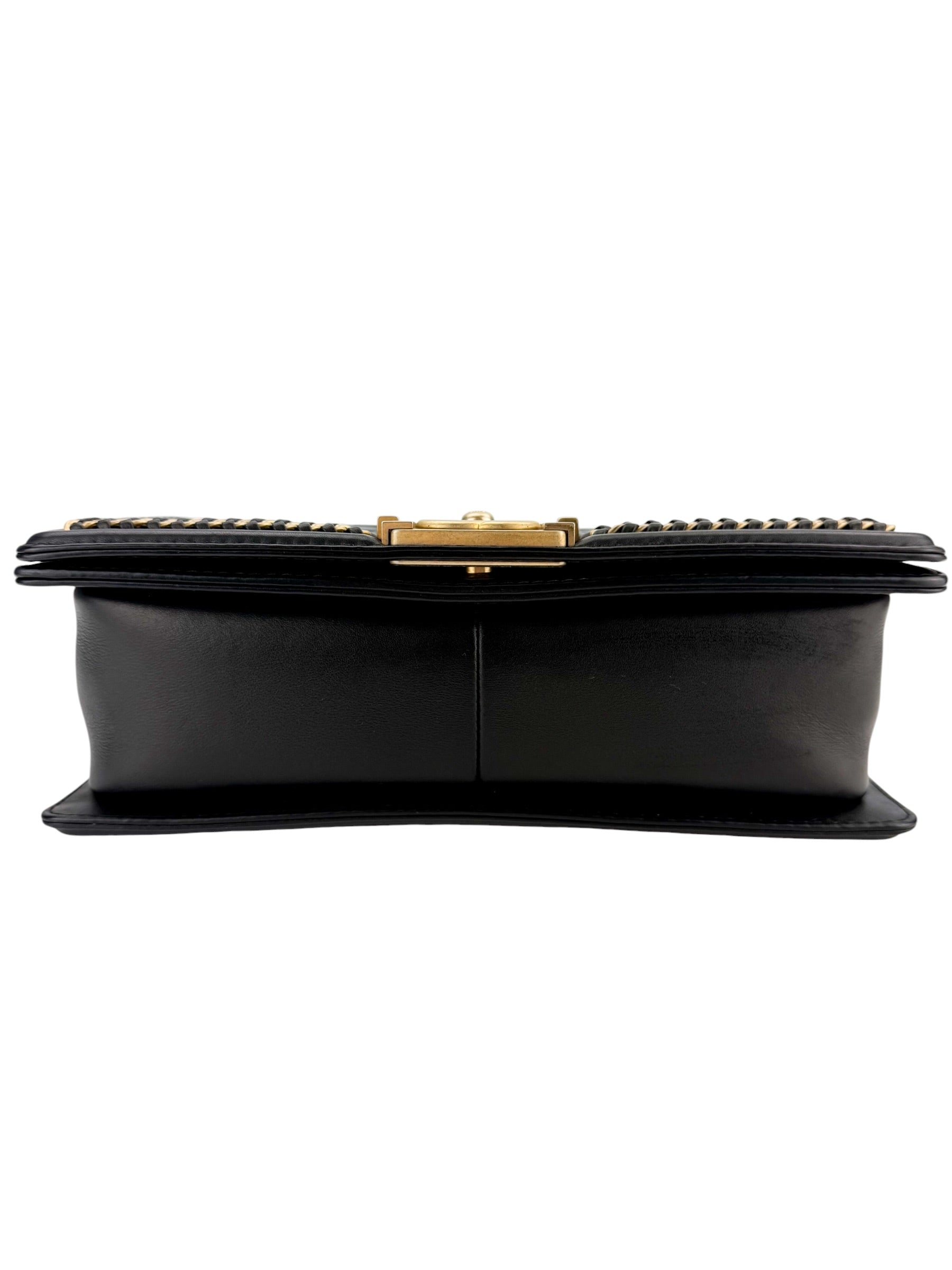 Chanel Calfskin Quilted Medium Top Handle Boy Flap Black
