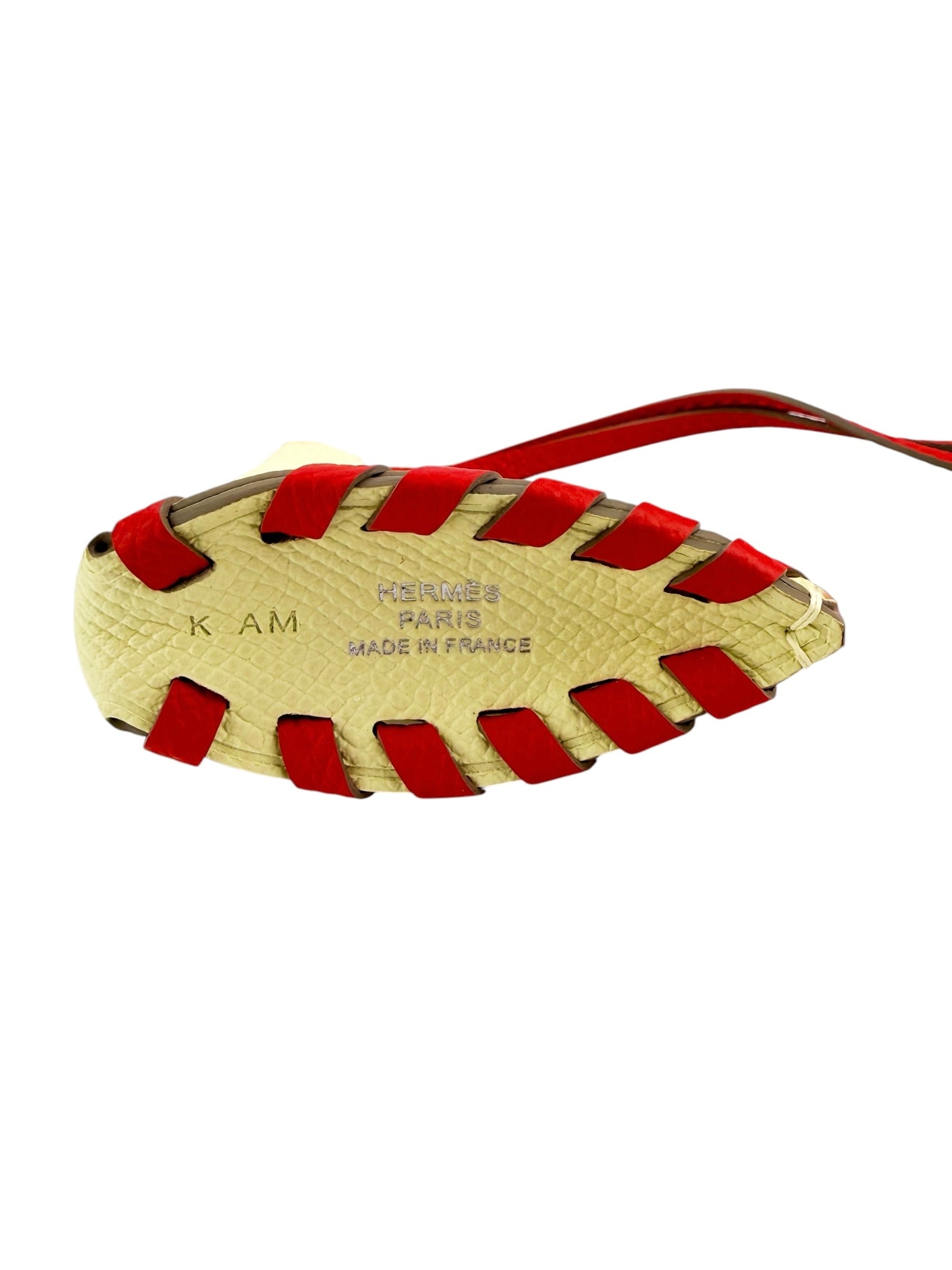 Hermes Cheval Tresse Epsom Bag Charm Jaune Milton / Rouge Radieux