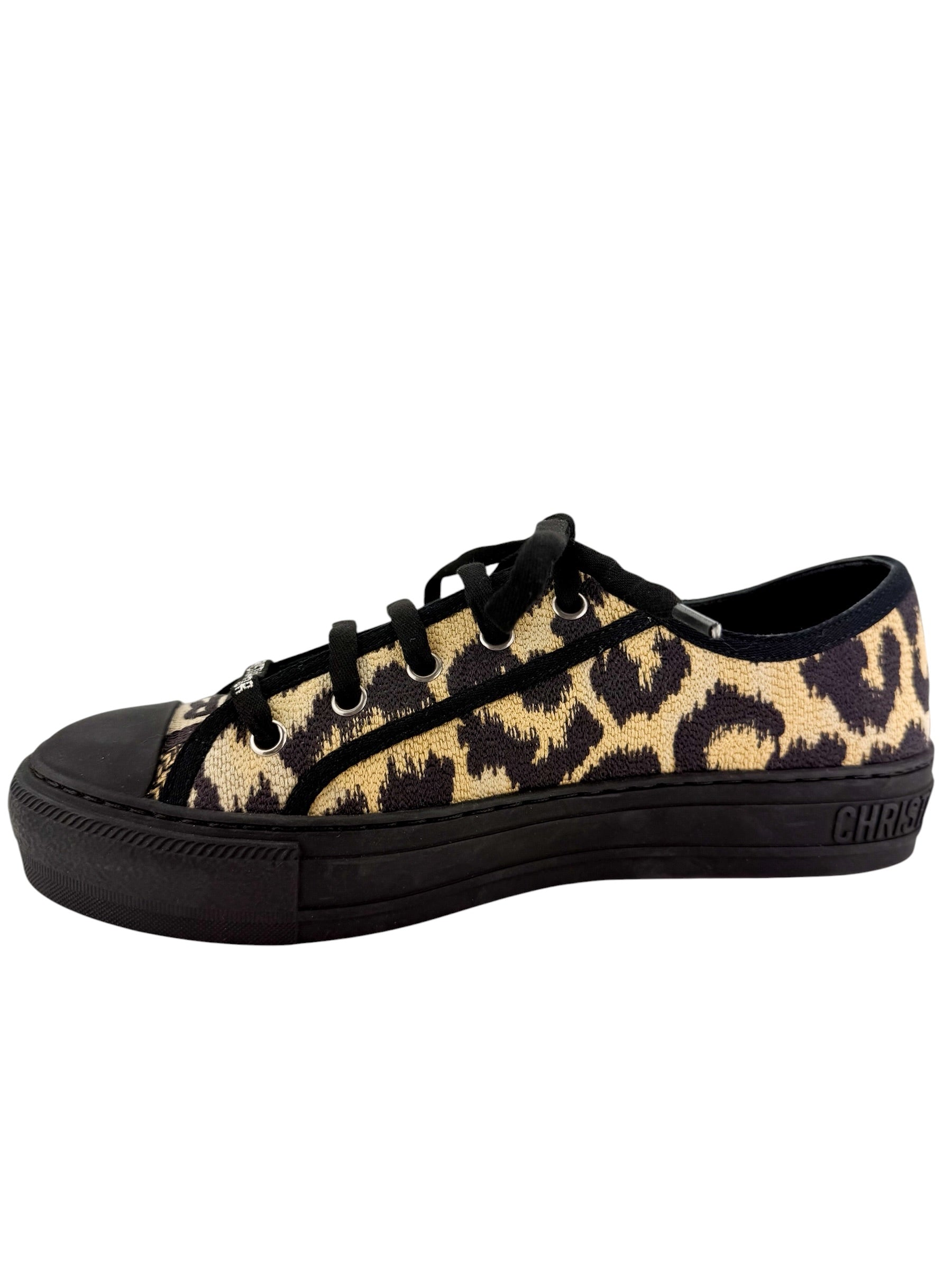Christian Dior Canvas Leopard Print Walk'N'Dior Low Top Sneakers Size 38