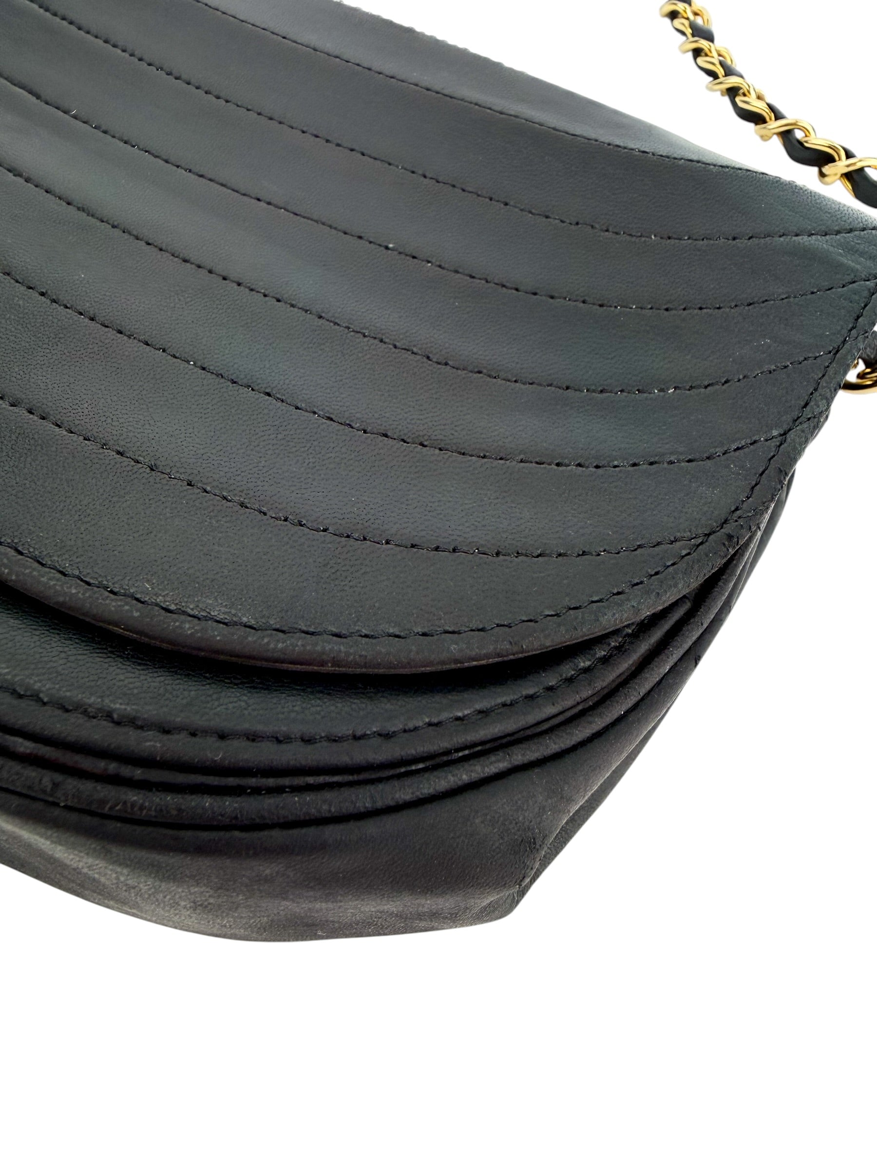 Chanel Vintage Lambskin Half Moon Flap Bag