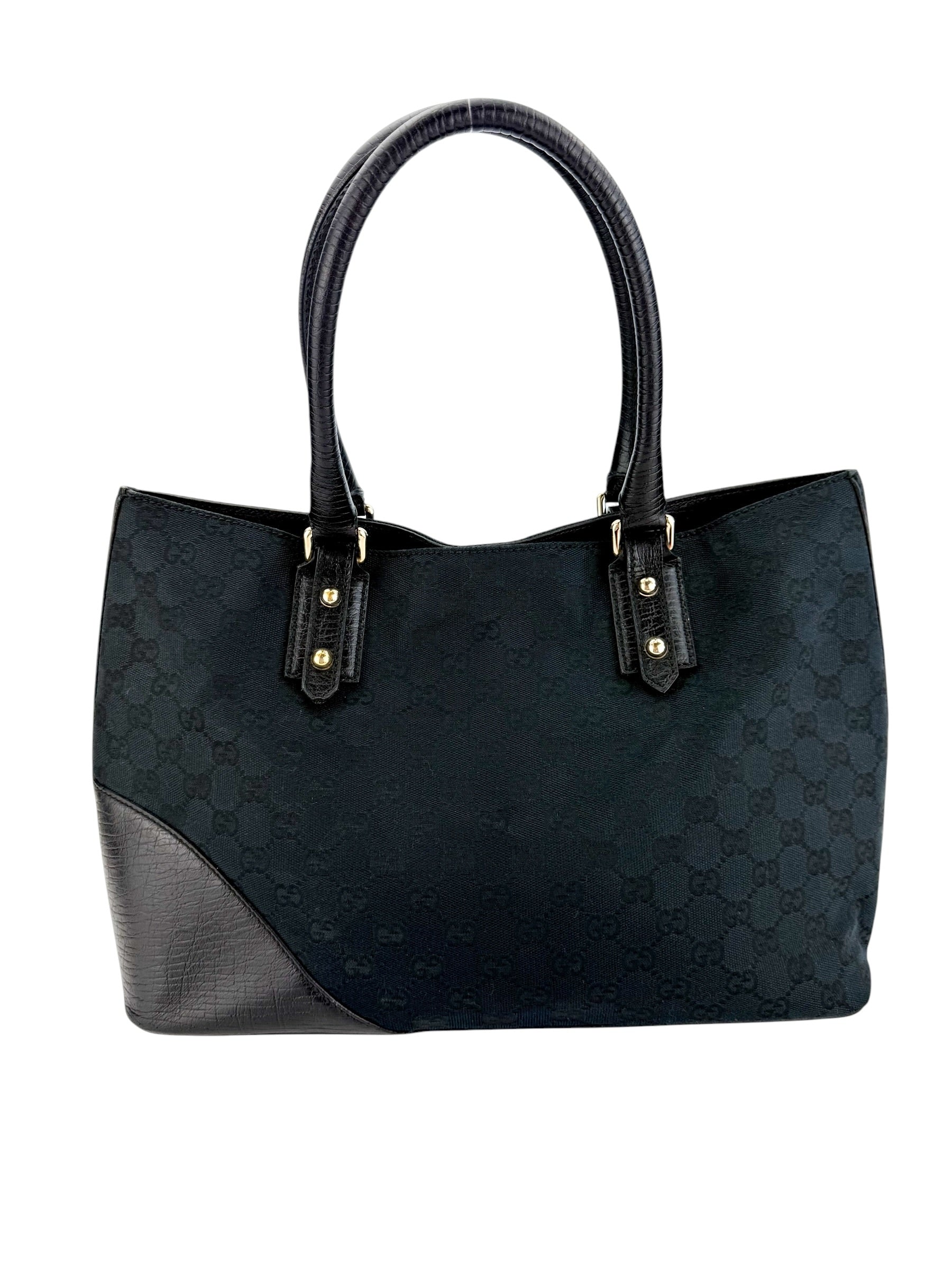 Gucci GG Canvas Hasler Tote Black