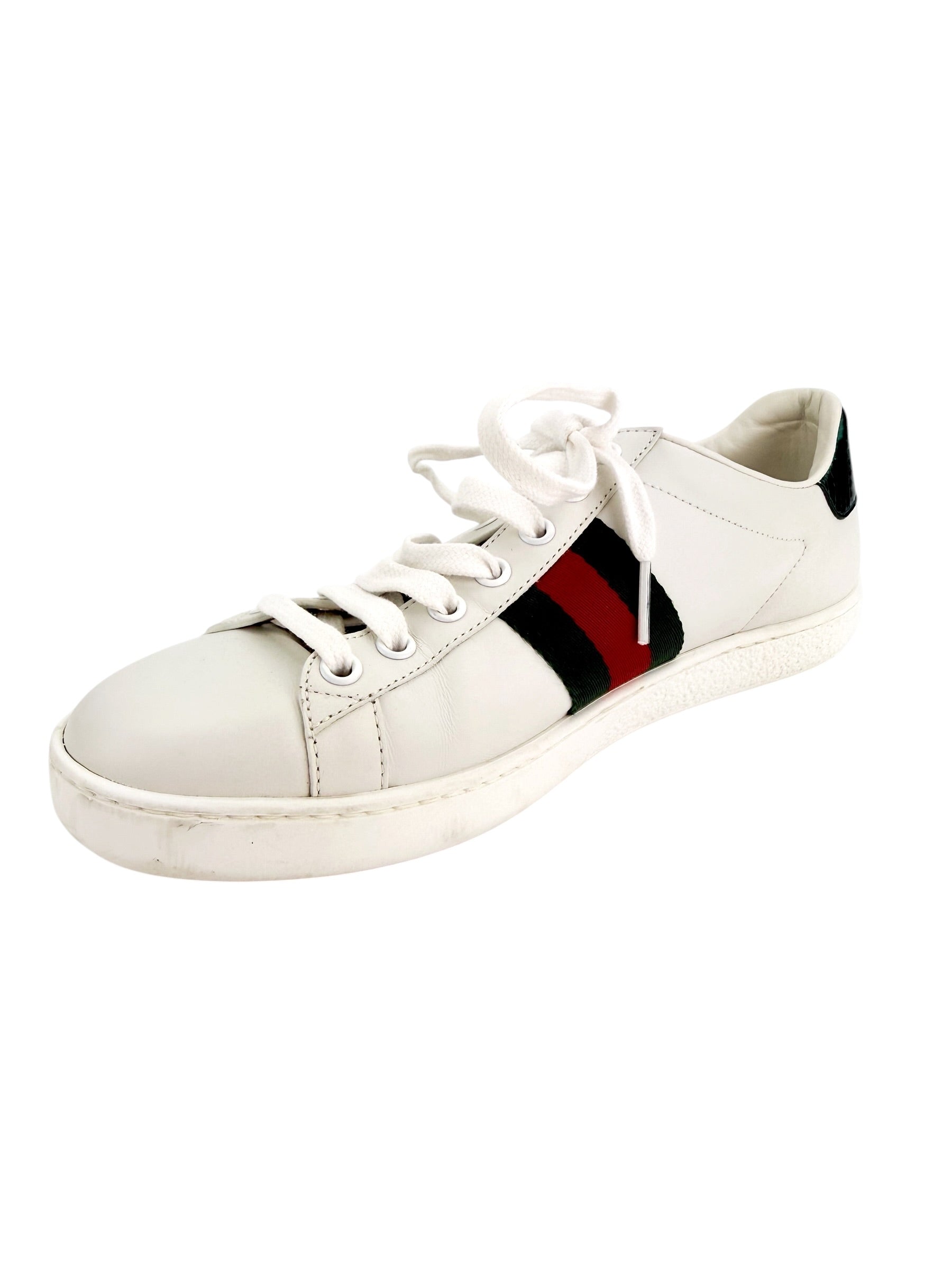 Gucci Calfskin Ayers Bee Embroidered Ace Sneakers Size 38