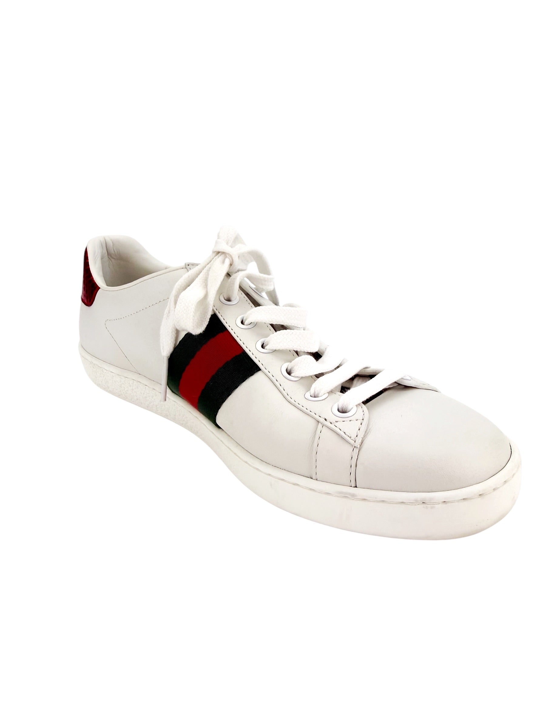 Gucci Calfskin Ayers Bee Embroidered Ace Sneakers Size 38