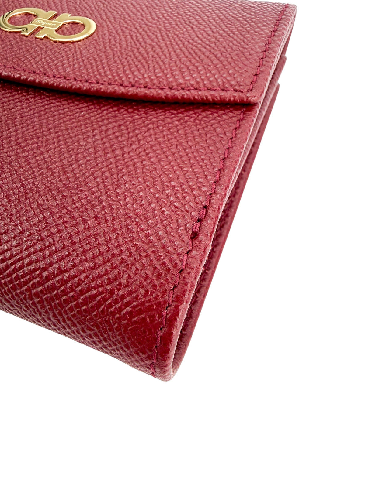 Ferragamo Gancini Compact Wallet Burgundy (NIB Full Set)