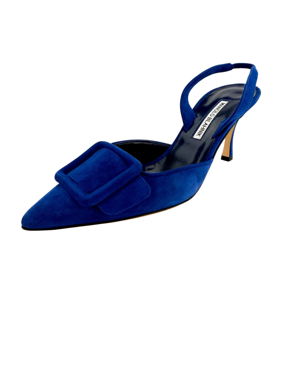 Manolo Blahnik Maysli Suede Slingback Pump Blue Size 38.5