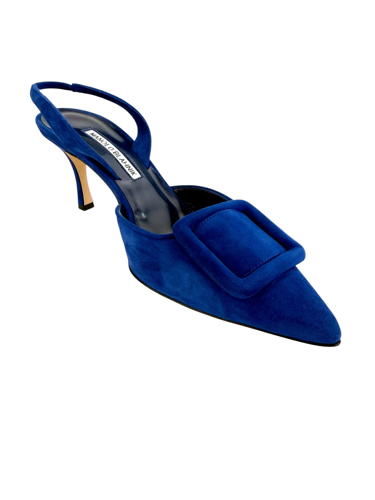 Manolo Blahnik Maysli Suede Slingback Pump Blue Size 38.5