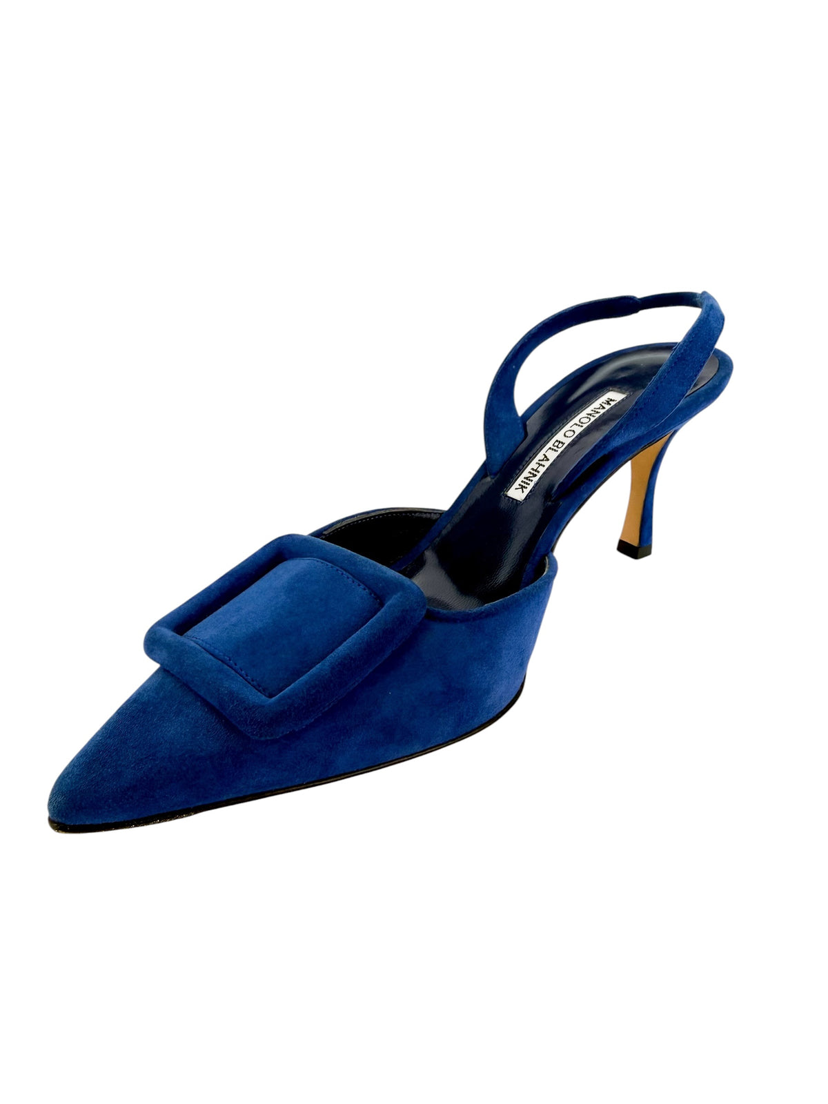 Manolo Blahnik Maysli Suede Slingback Pump Blue Size 38.5