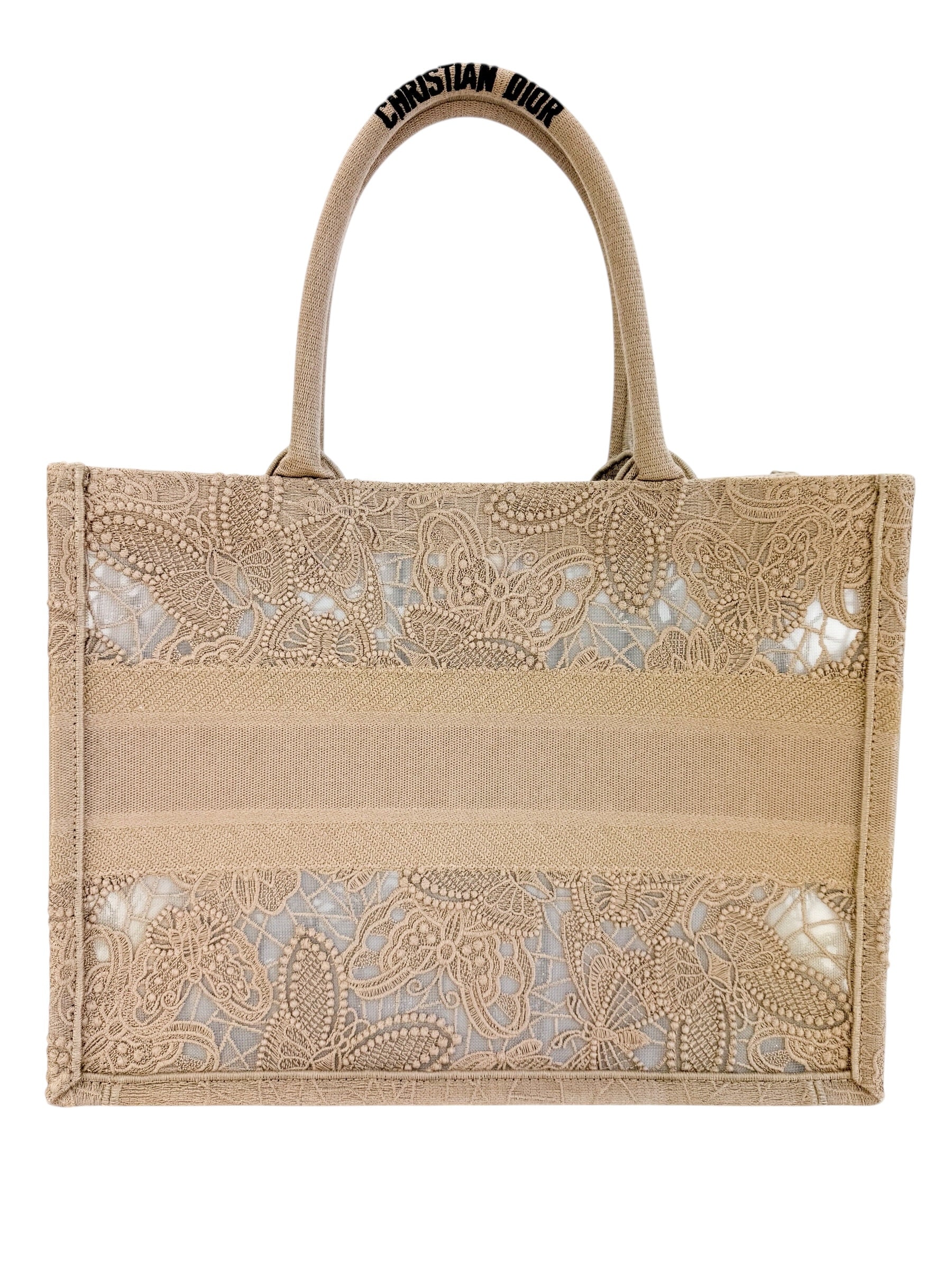 Christian Dior Book Tote Embroidered Lace Medium (Full Set)